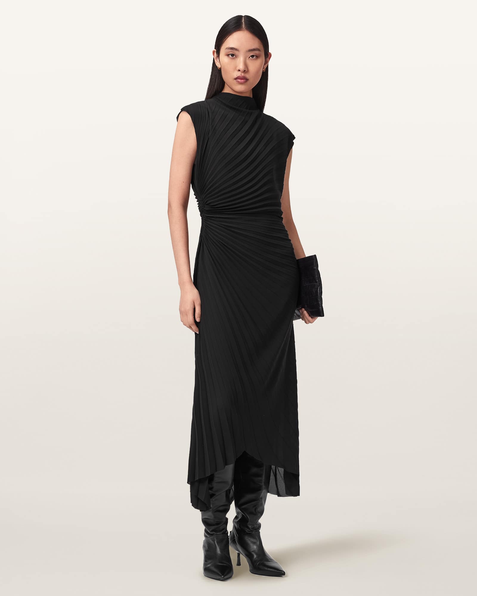 Allsaints Women's Rayanna Pleated Midi Dress - Size  16