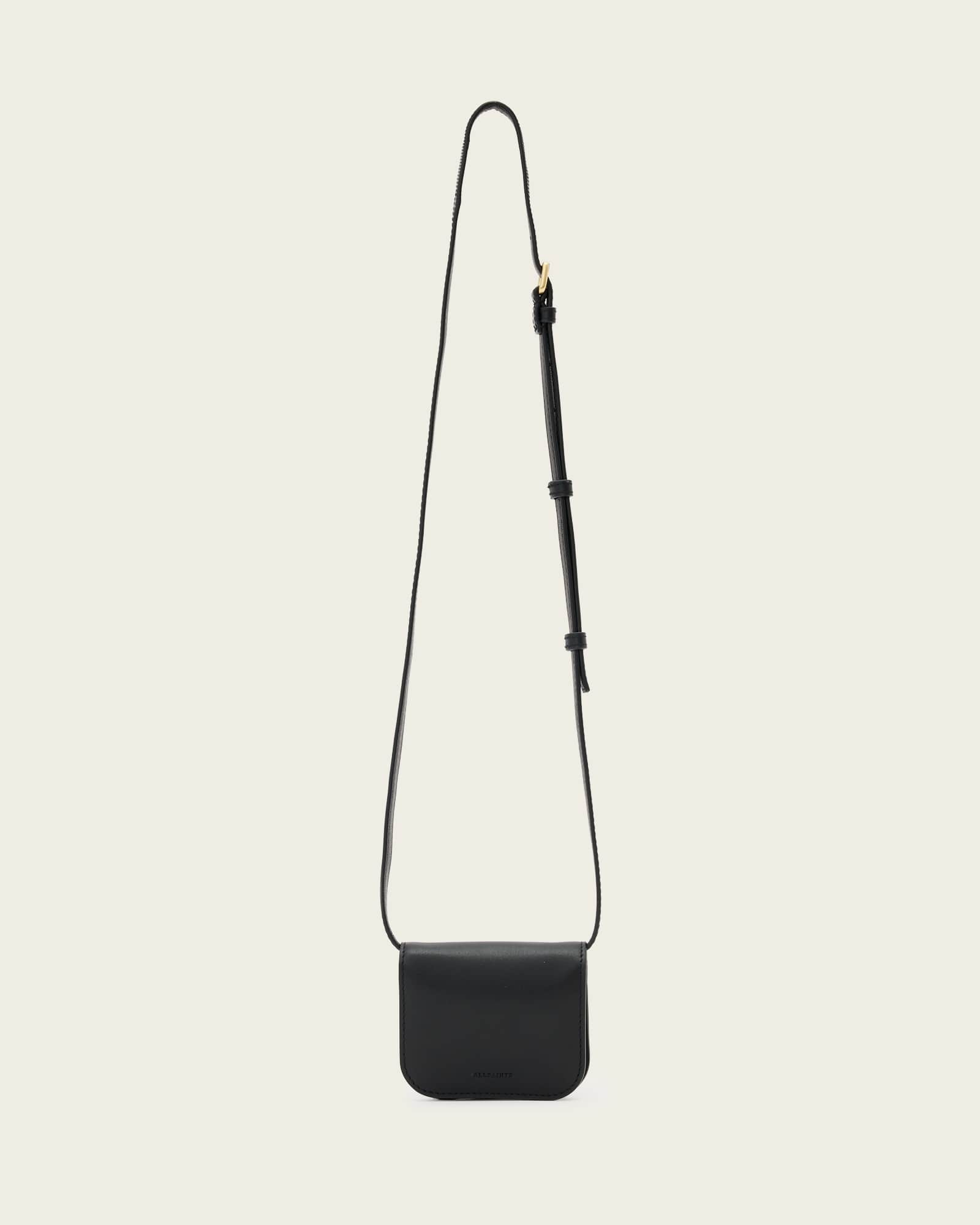 Allsaints Main: 100% Cow Leather Maeve Leather Cardholder Crossbody In Black