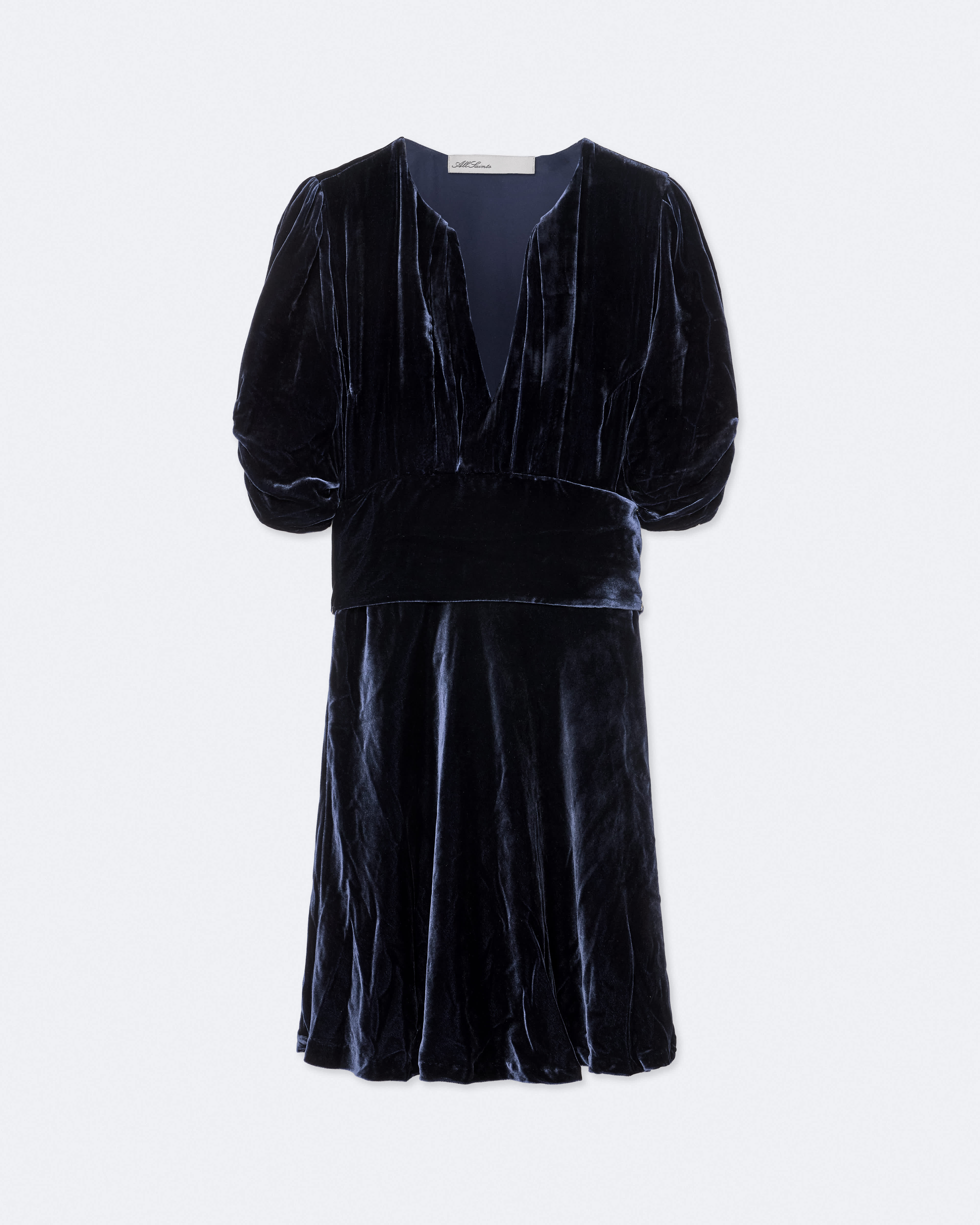 AllSaints Women's Ena Velvet Mini Dress, Blue, Size: 4