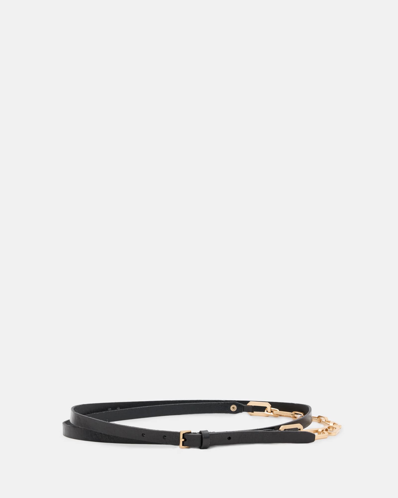 AllSaints Cow Leather Helly Skinny Leather Chain Belt