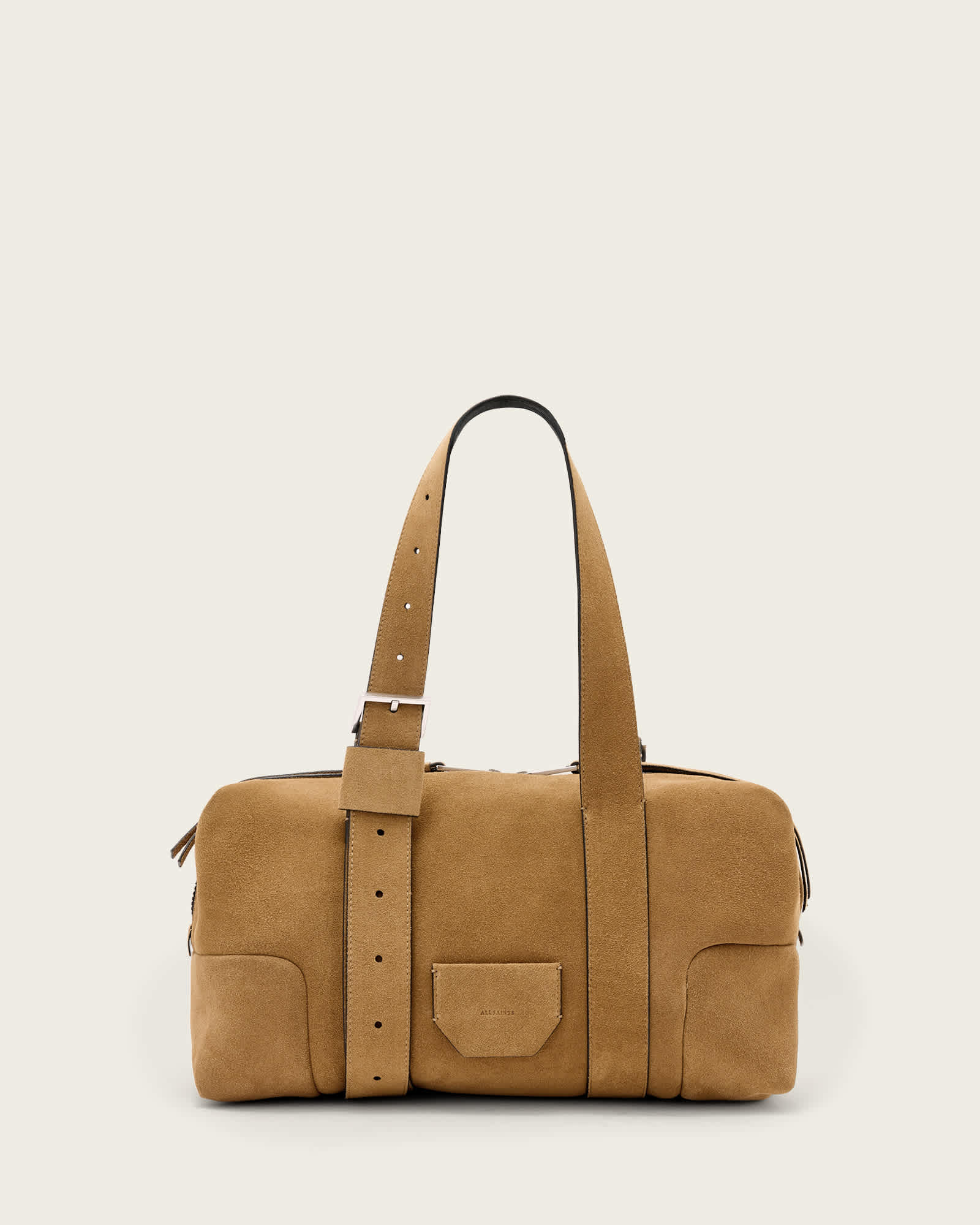 AllSaints Ares Suede Shoulder Bag,, Biscuit Brown
