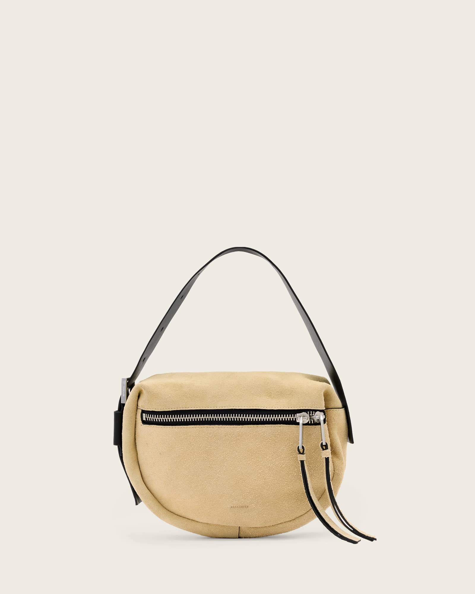 AllSaints Noemie Mini Suede Shoulder Bag,, Sahara White