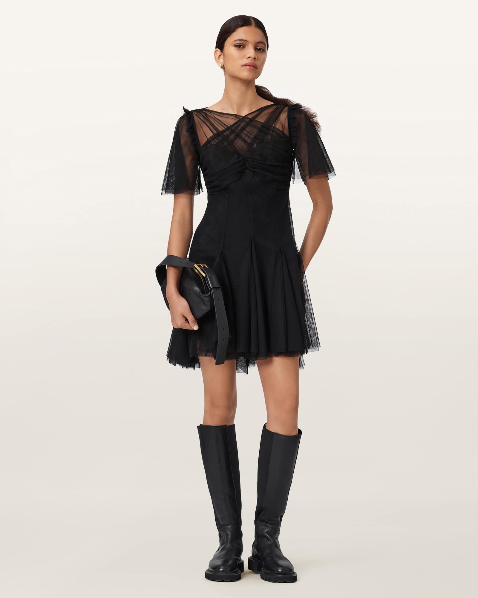 AllSaints Madi Fitted Dress,, Black