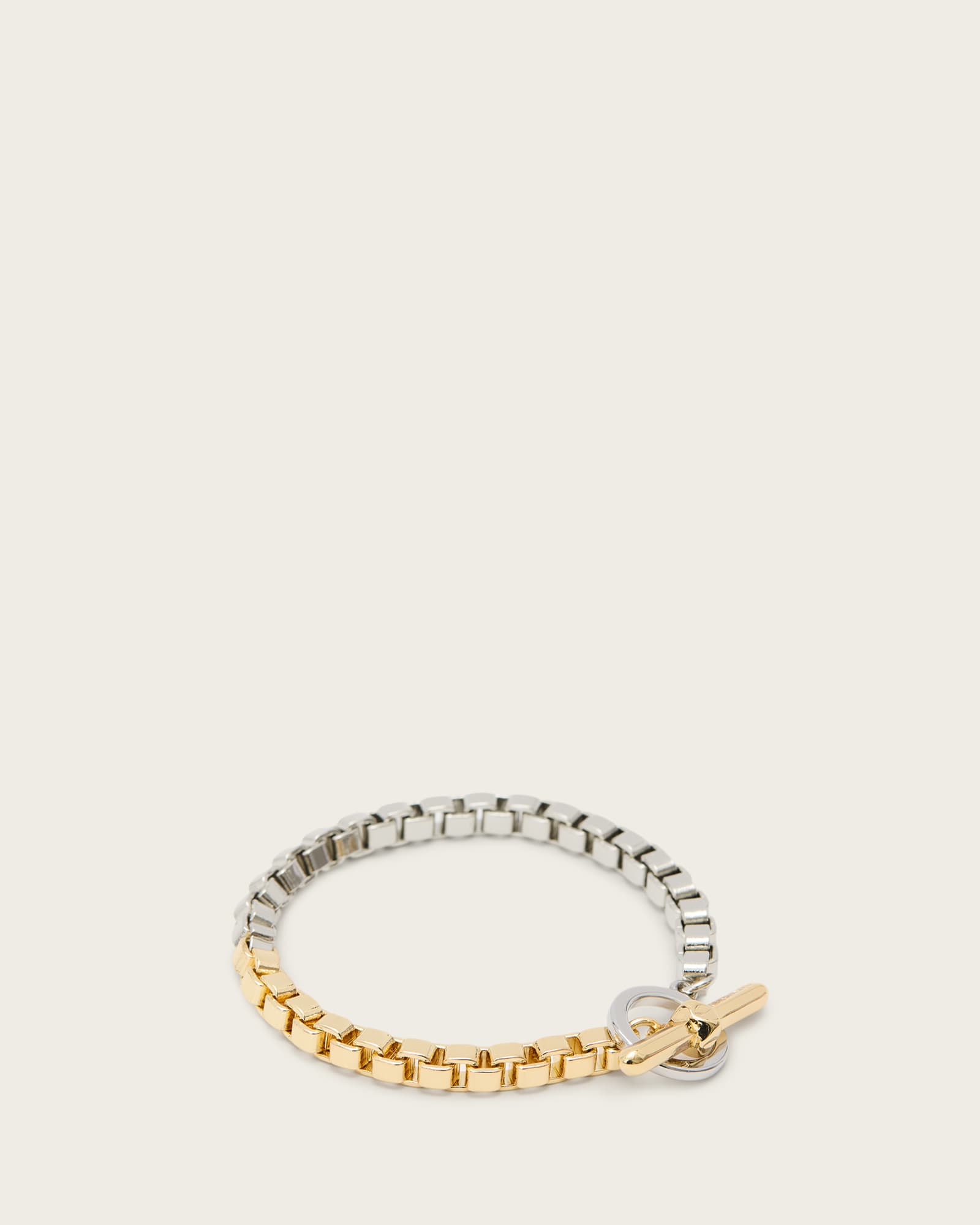 Allsaints Zoe Box Chain Bracelet In Gold