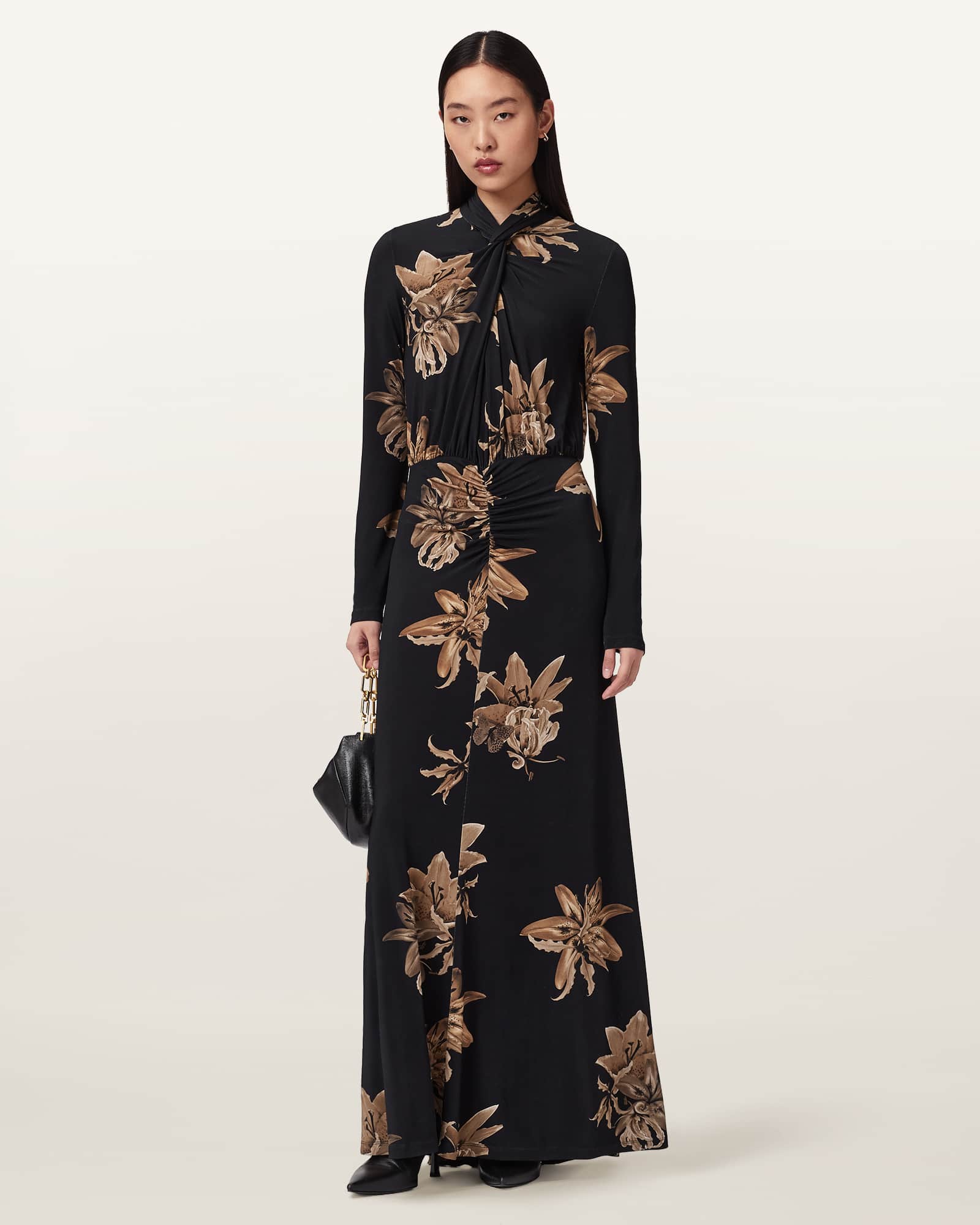 AllSaints Viscose Mina Floral A-Line Maxi Dress, Size: UK 6/US 2