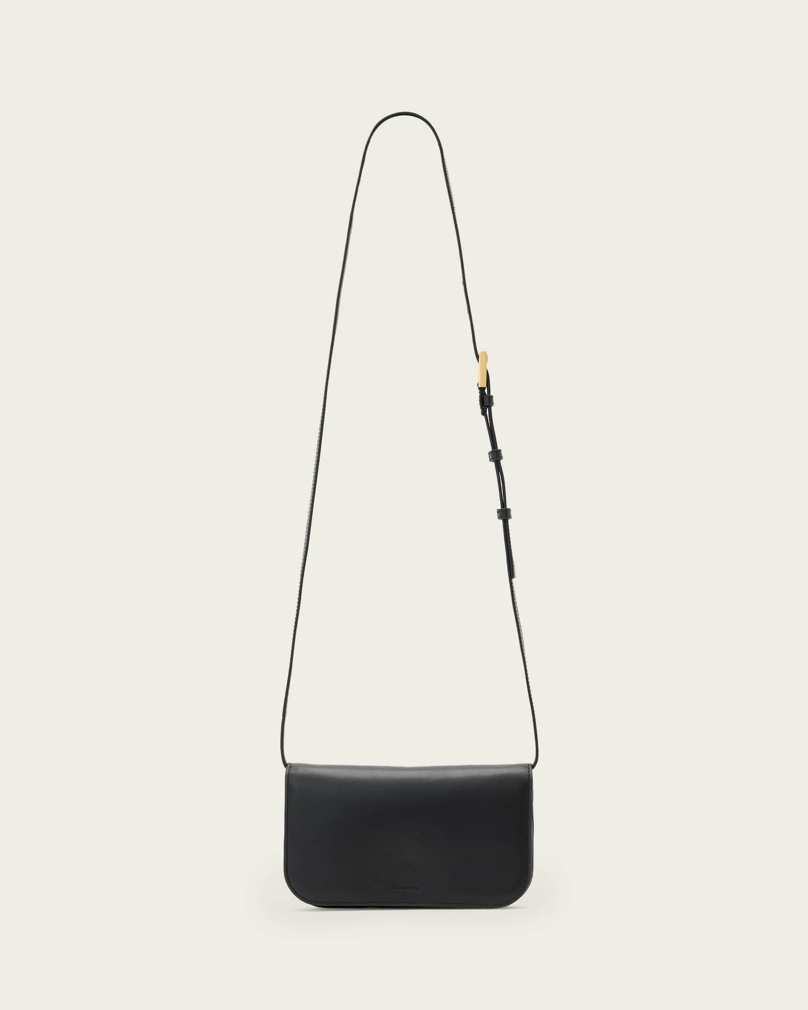 Allsaints Main: 100% Cow Leather Maeve Leather Cardholder Crossbody In Black