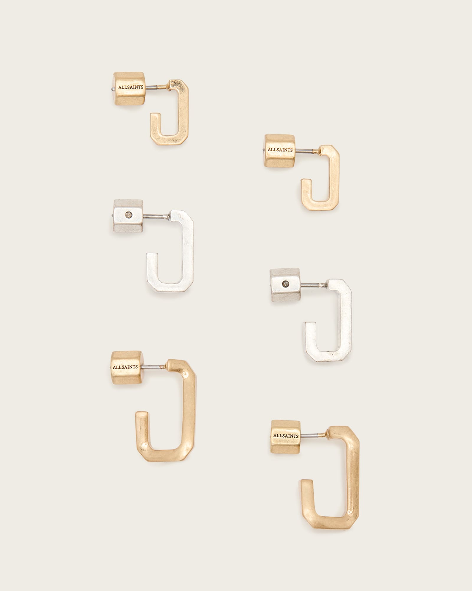 AllSaints Tia Hexagon Hoop Earring Set