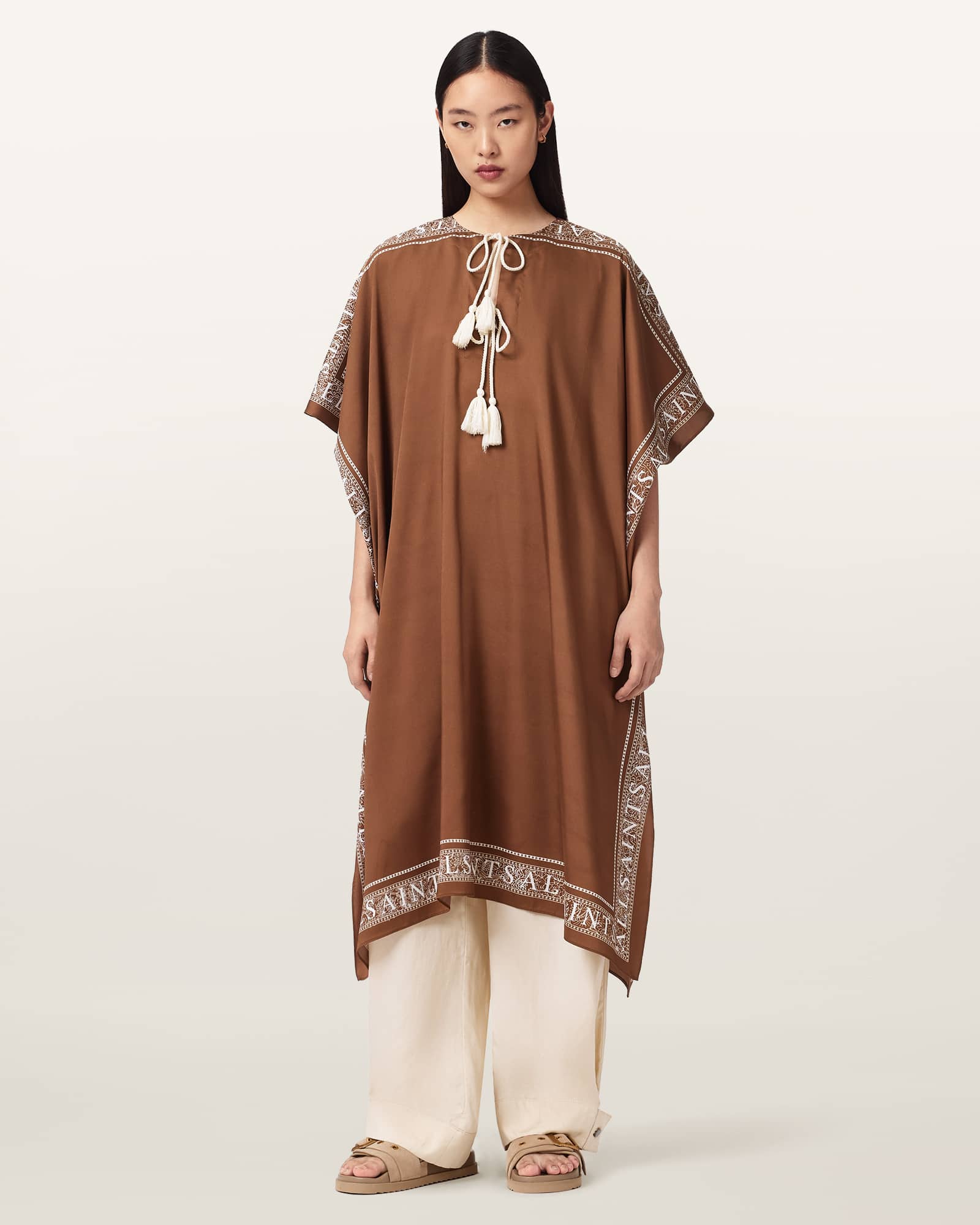 AllSaints Polyester Tess Kaftan Maxi Dress, Size: XS