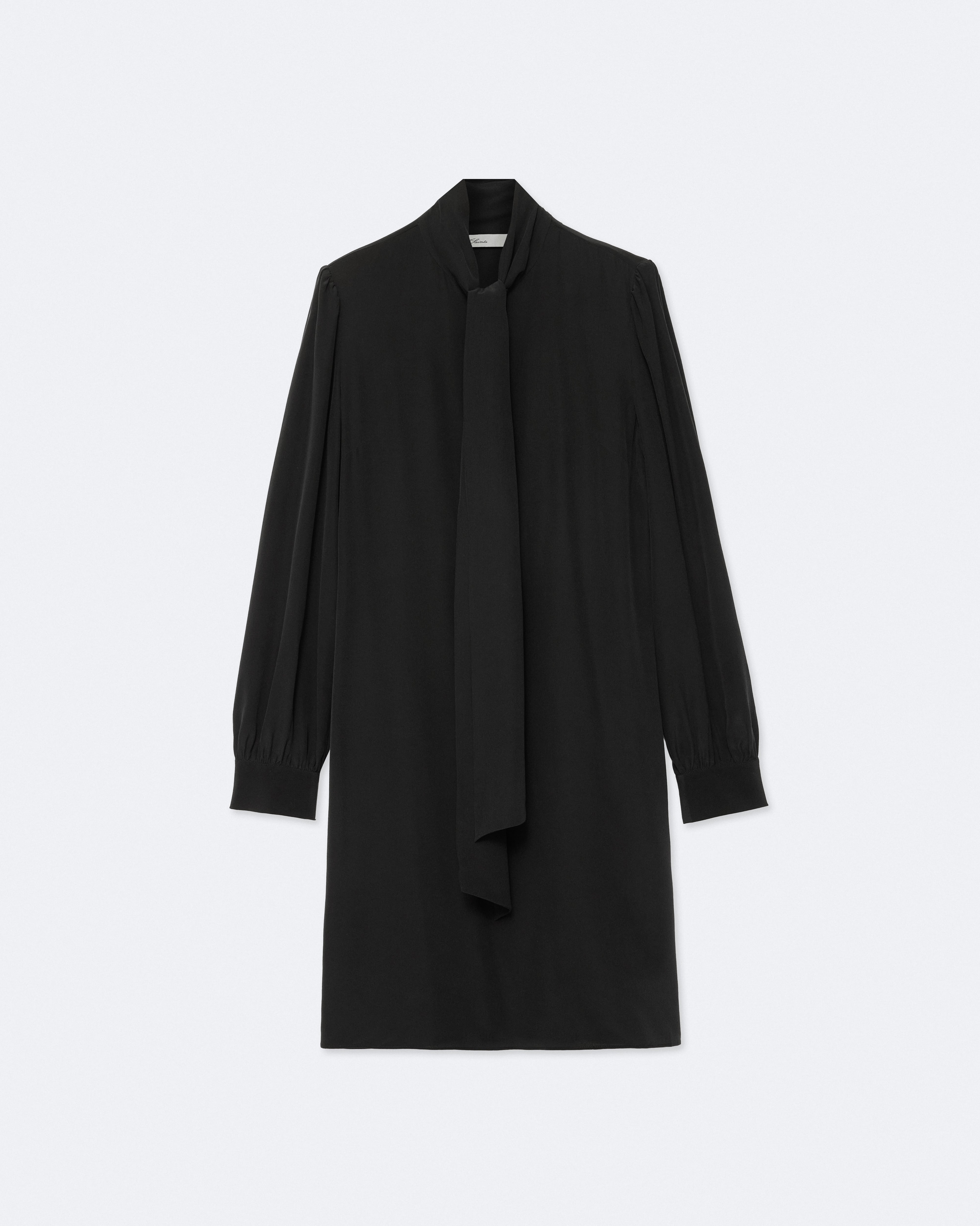 AllSaints Women's Jamie Long-Sleeve Silk Midi Dress, Black, Size: 8