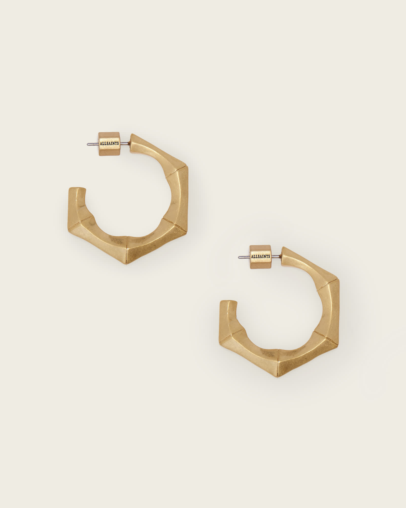 AllSaints Brass Clara Small Hoop Earrings, Size: One Size
