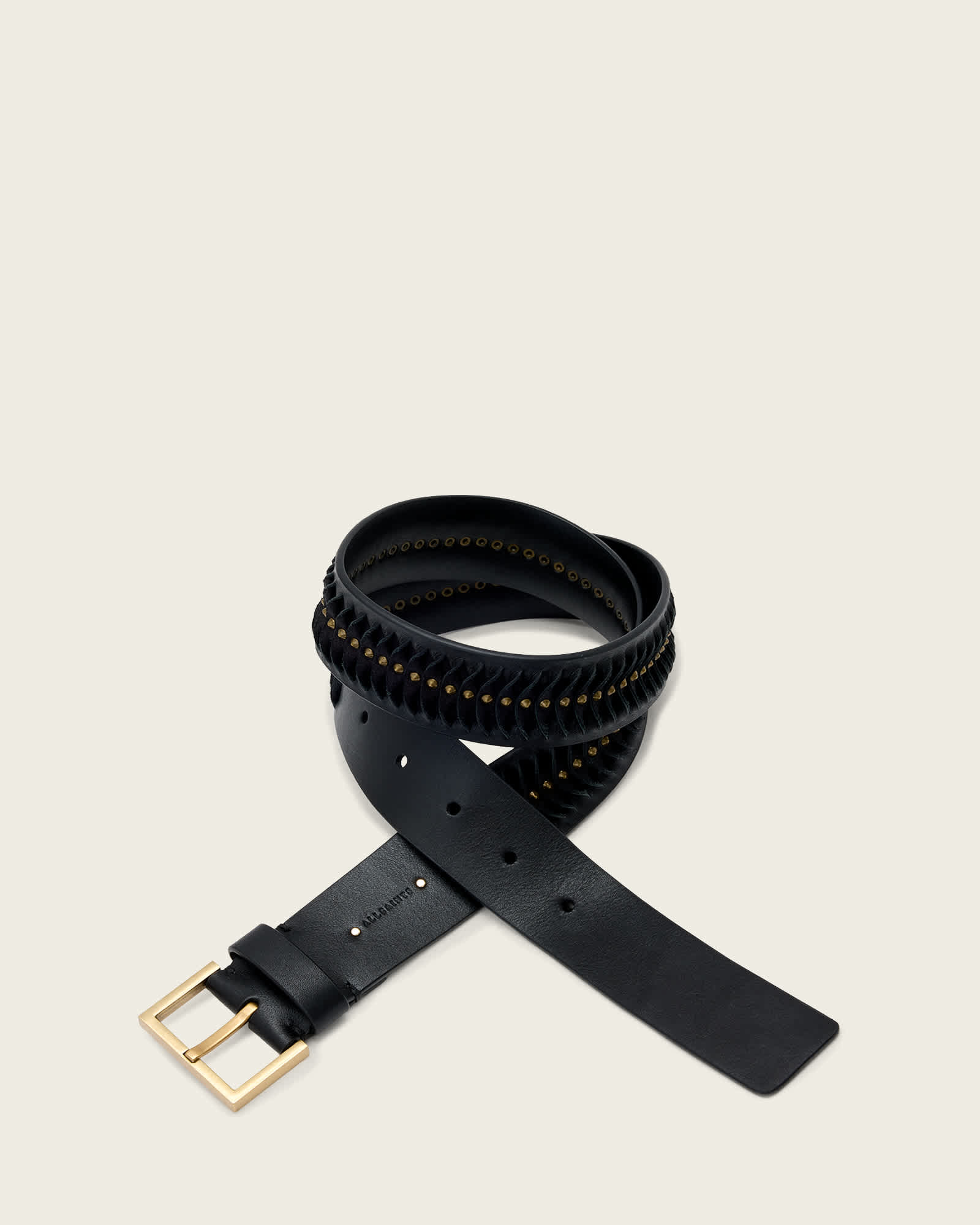 Allsaints Women's Black Nora Leather Studded Belt - Size  L