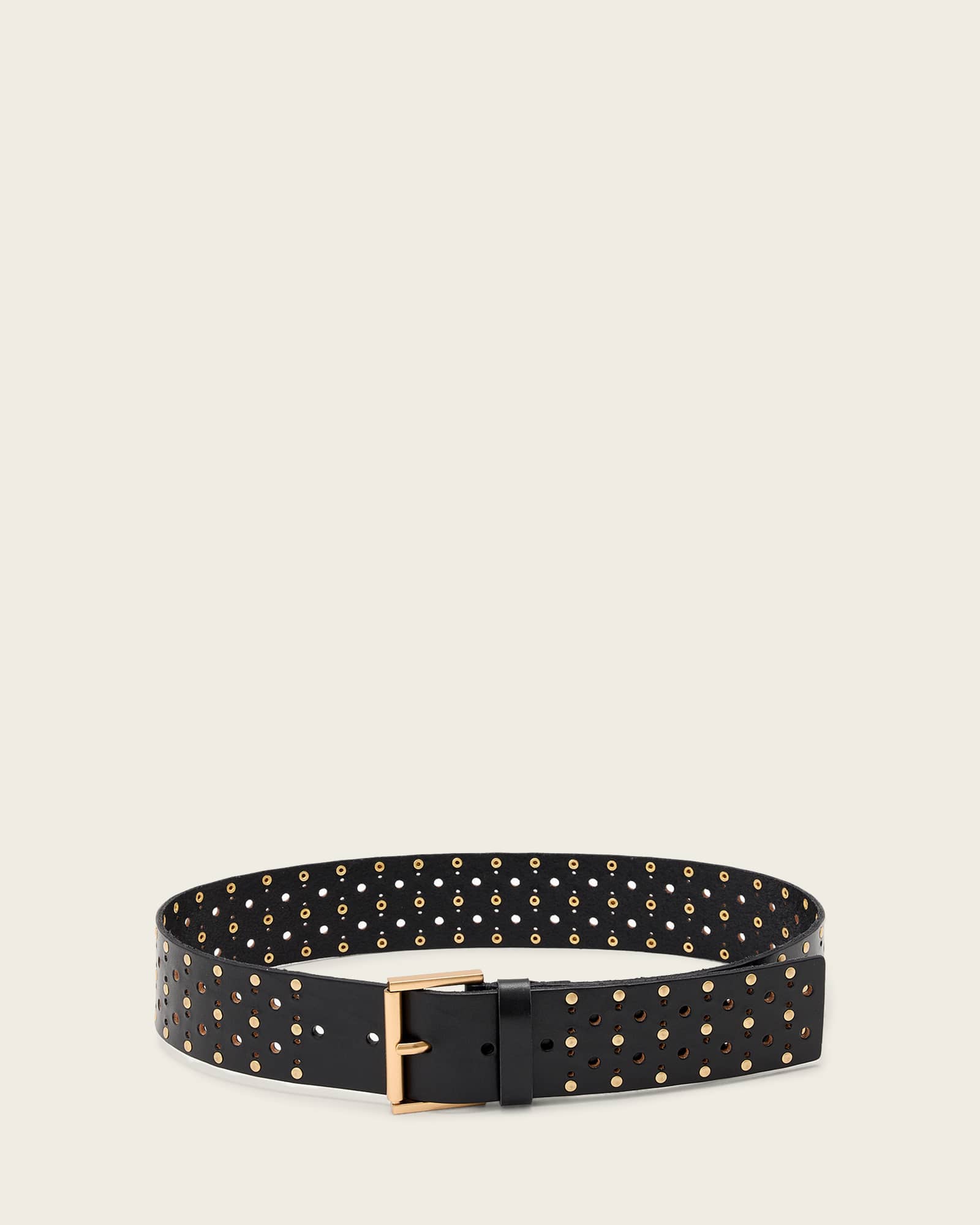 Allsaints Women's Black Lena Leather Studded Belt - Size  L