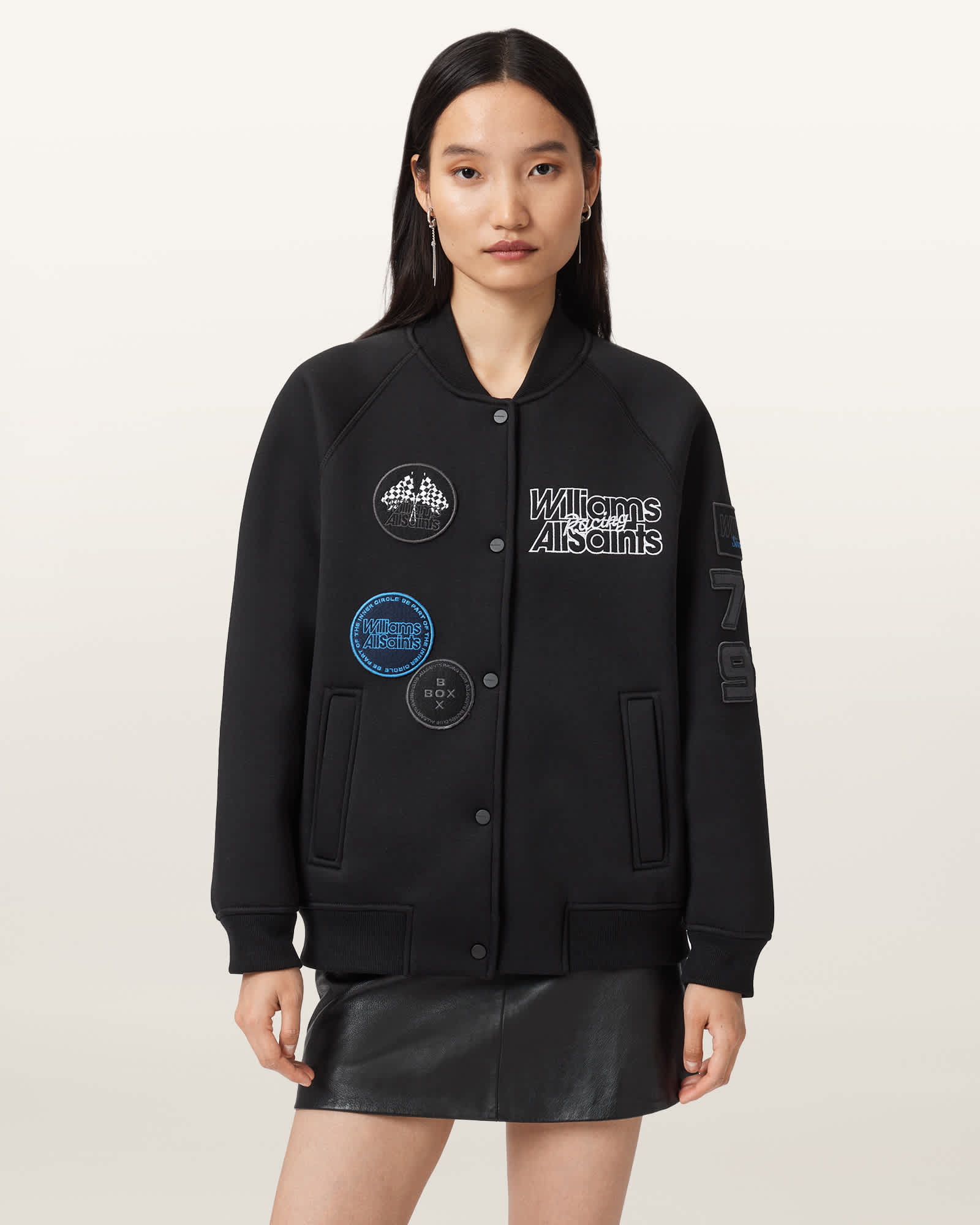 AllSaints Women's Williams X AllSaints Nico Bomber Jacket, Black, Size: S