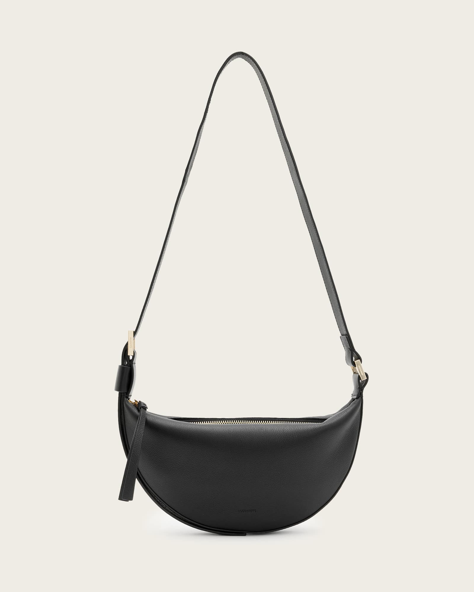 AllSaints Half Moon Leather Crossbody Bag