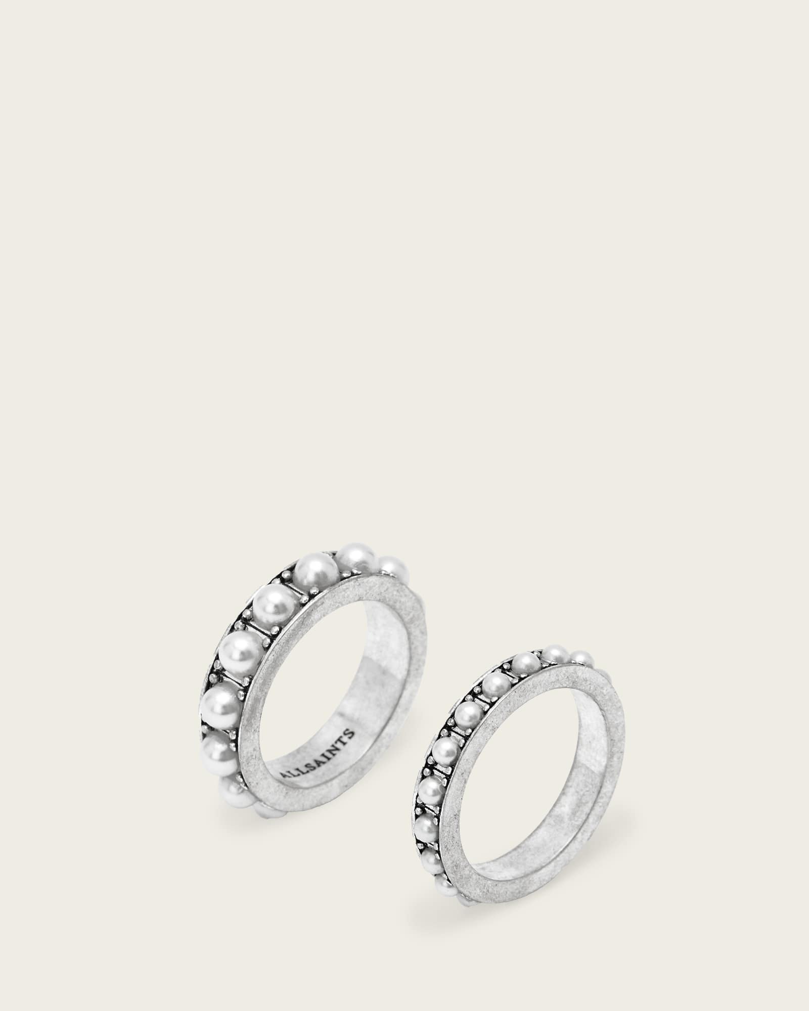 AllSaints Brass Nellie Two Ring Set, Size: S