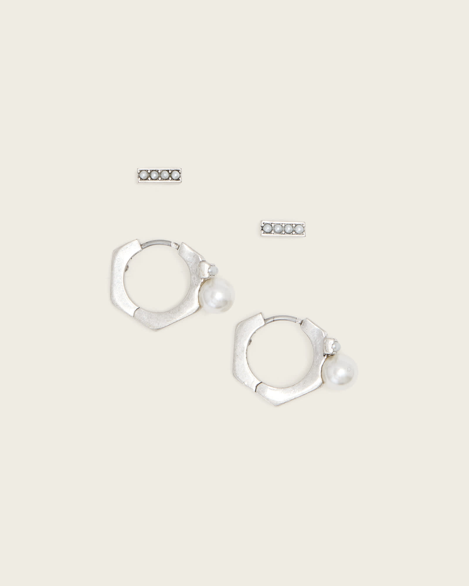 AllSaints Brass Nellie Huggie Earring Set, Size: One Size