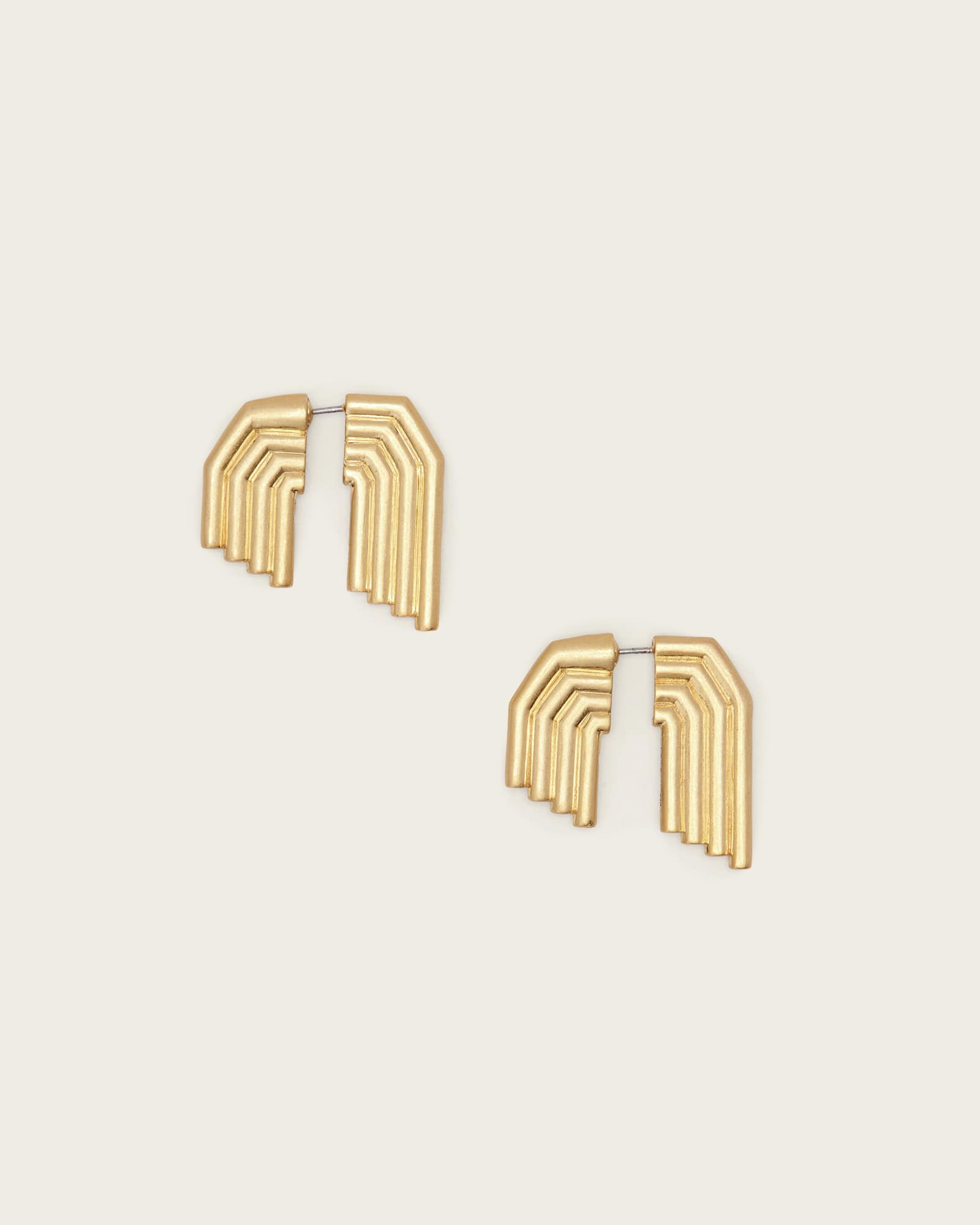AllSaints Brass Janna Front Back Earrings, Size: One Size