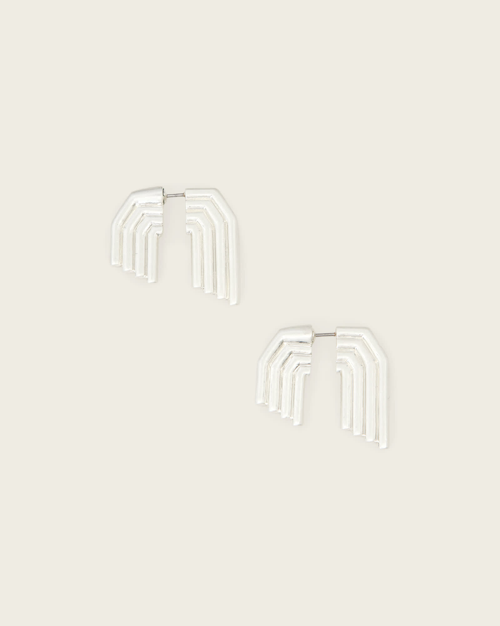 AllSaints Brass Janna Front Back Earrings, Size: One Size