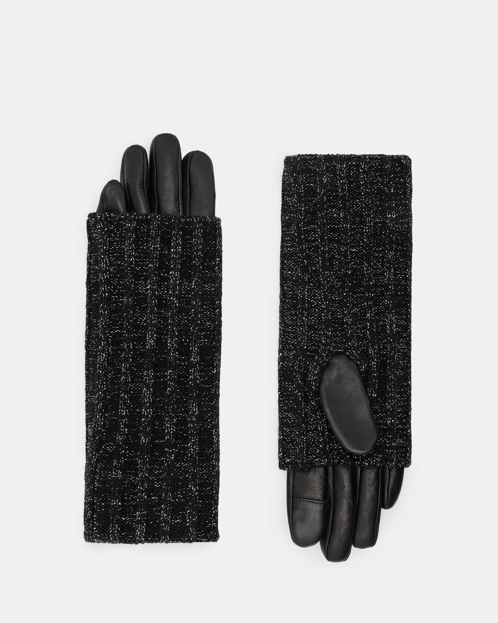 Allsaints Women's Zoya Knitted Cuff Leather Gloves - Size  S