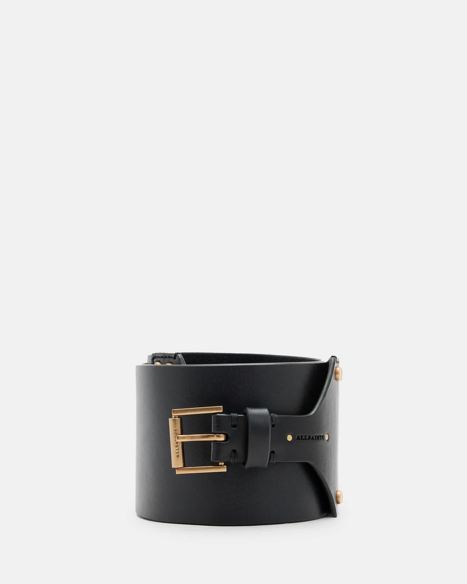 Allsaints Women's Gold Eden Leather Buckle Waist Belt - Size  Xs