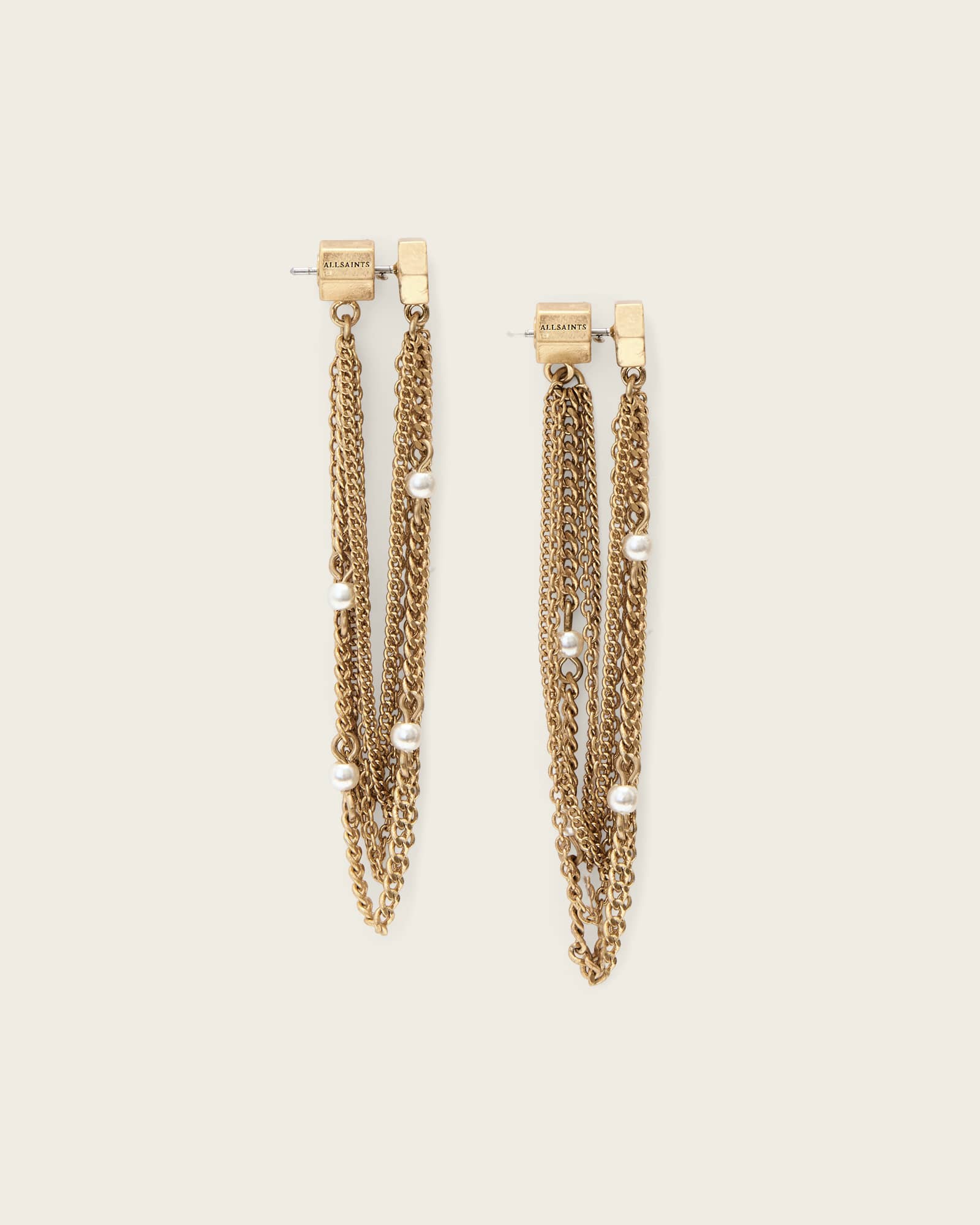 Allsaints Women's Gold Rae Frontback Chain Earrings, One Size