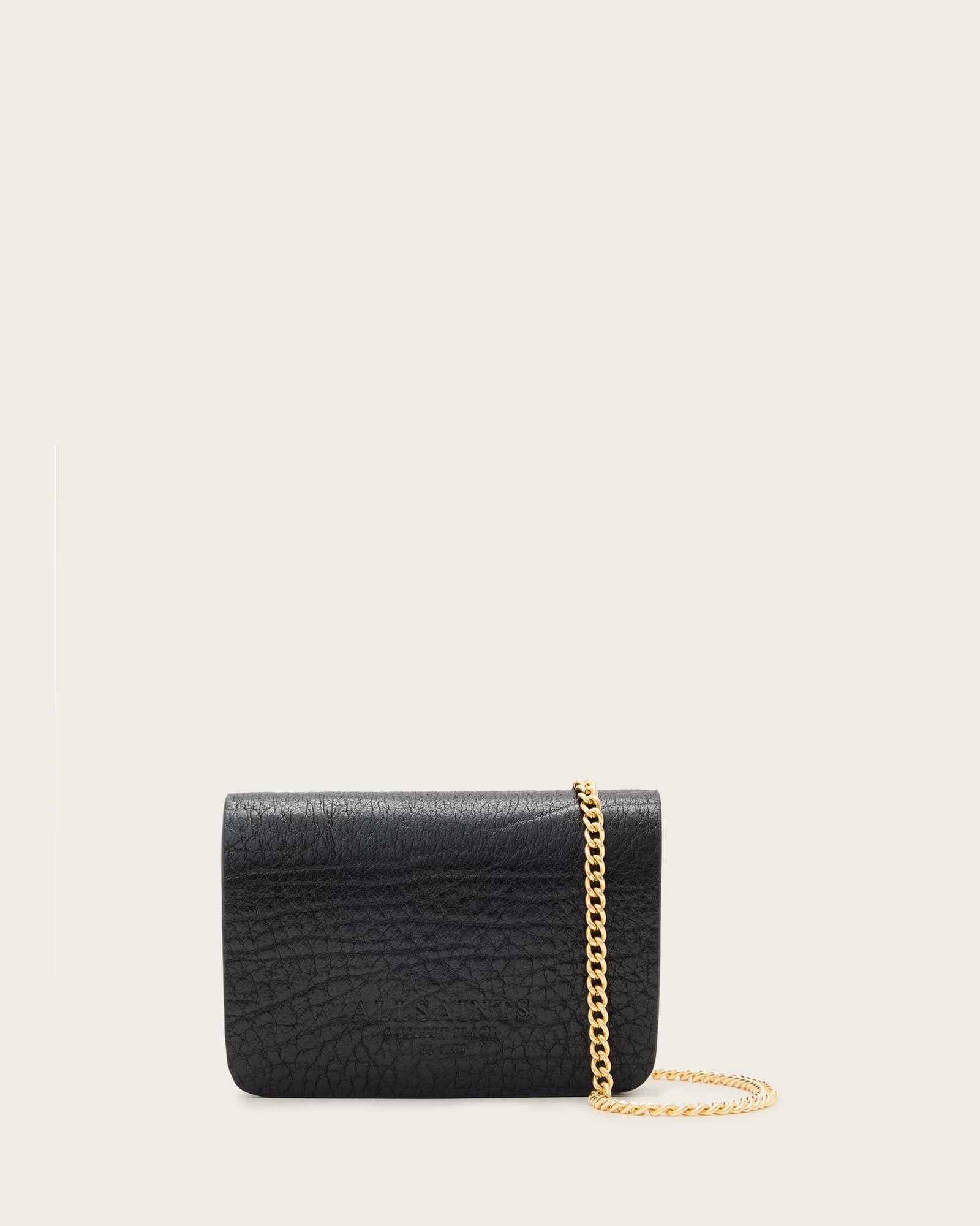 AllSaints Honore Leather Crossbody Wallet Bag,, Black