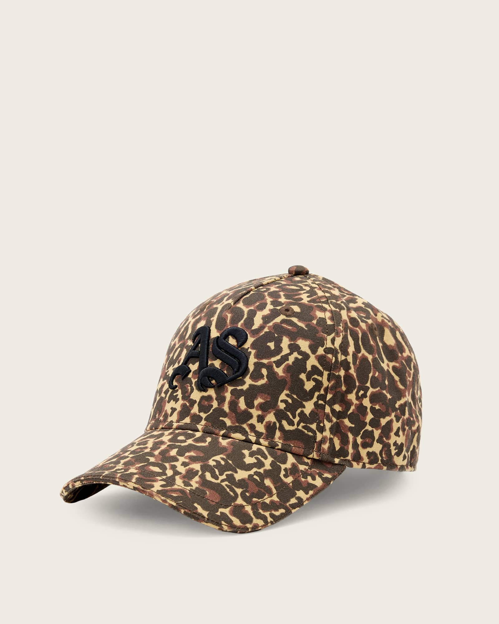 AllSaints Cotton Casey Leopard Print Baseball Cap, Size: One Size
