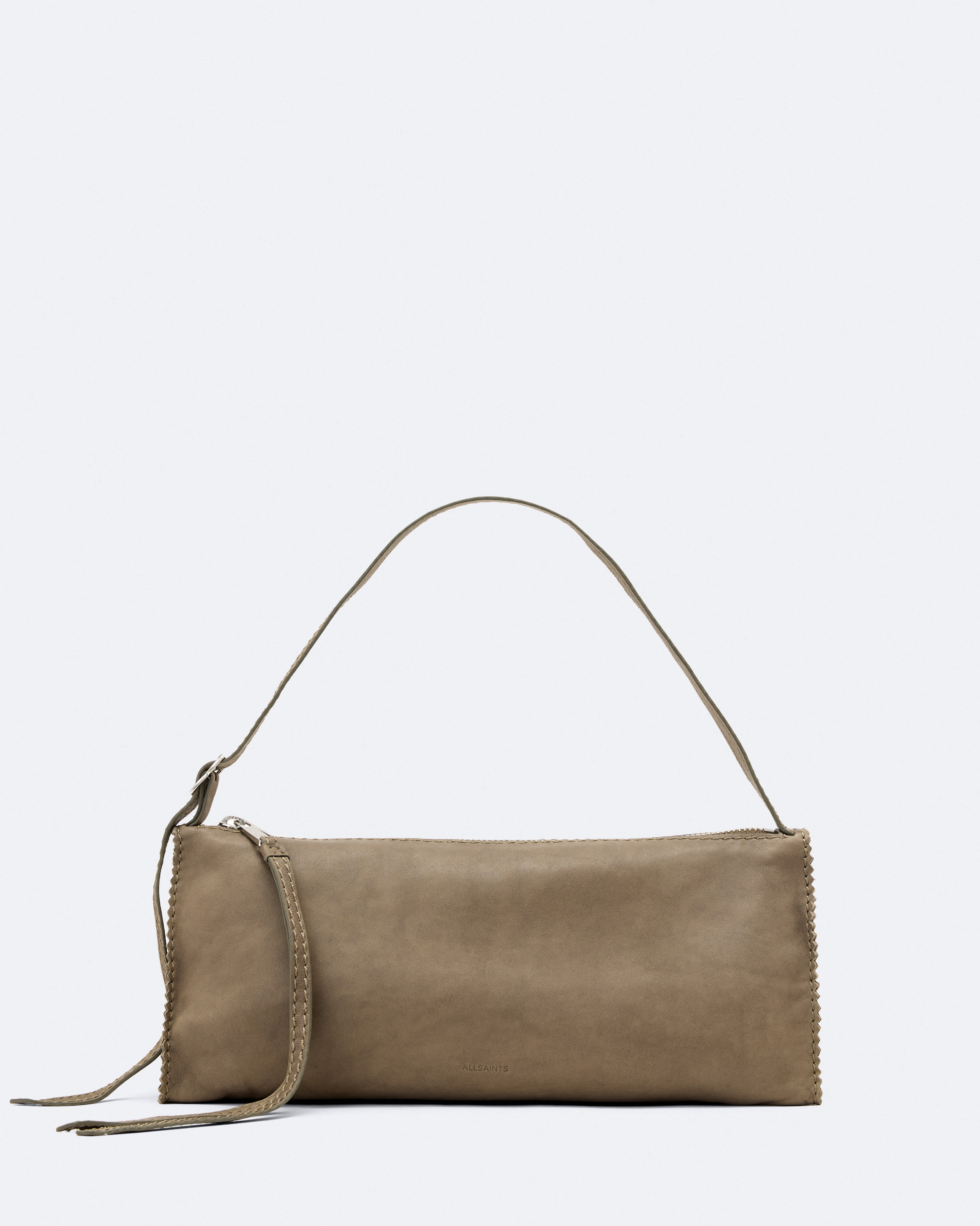AllSaints Siloh Pinked-Edge Leather Shoulder Bag