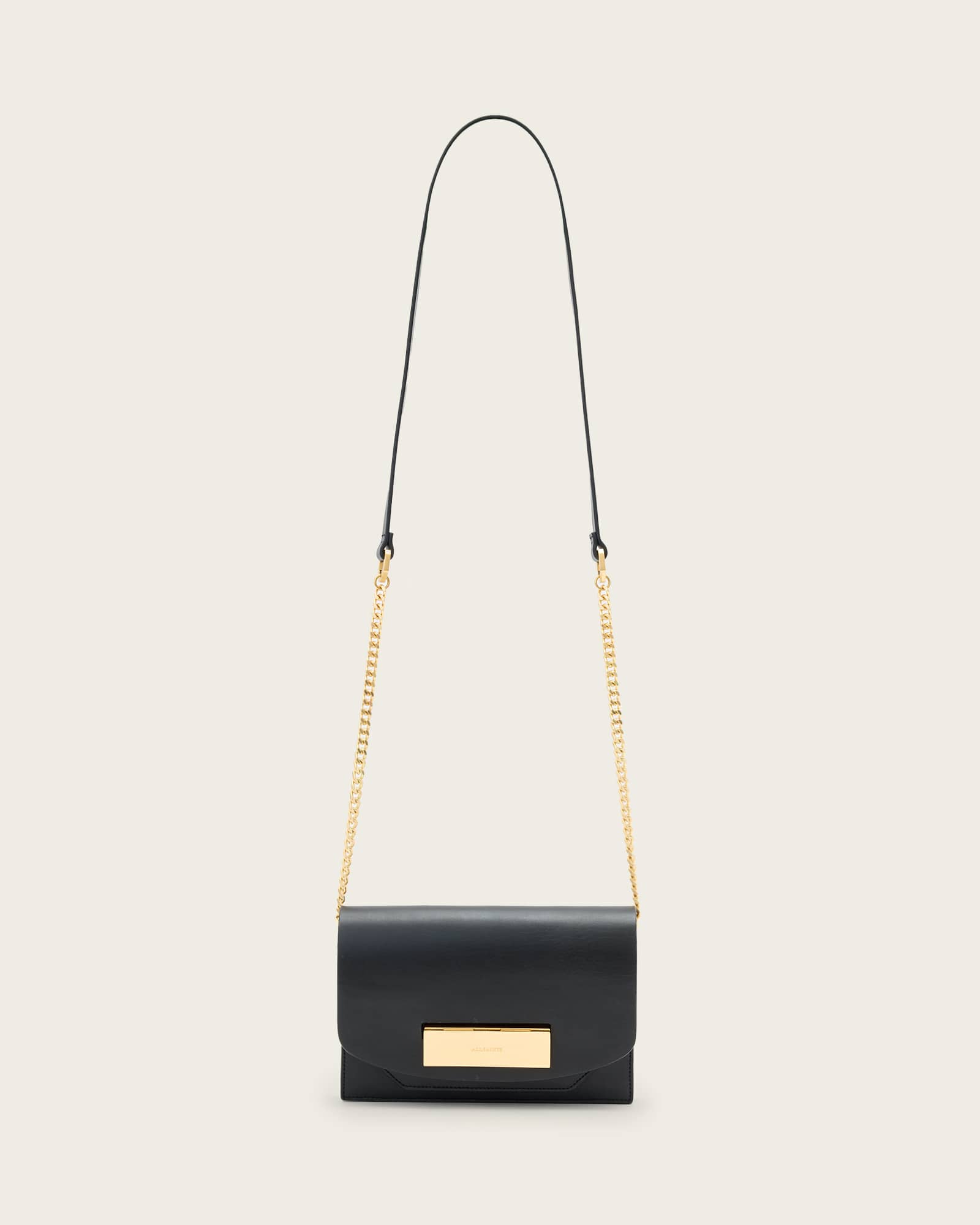 Allsaints Etta Leather Clutch, In Black