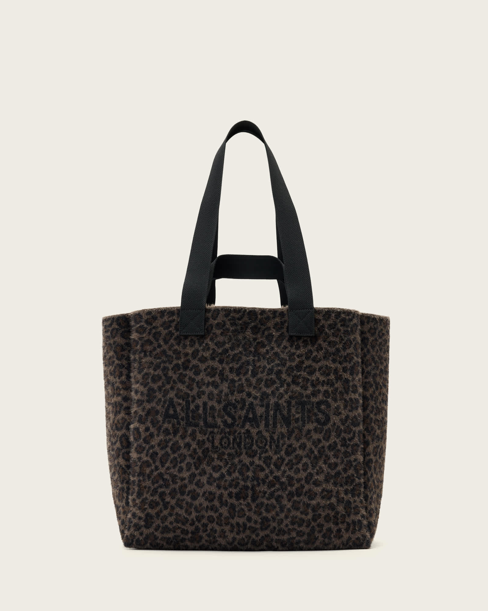 Allsaints Izzy Leopard Large Tote Bag In Brown