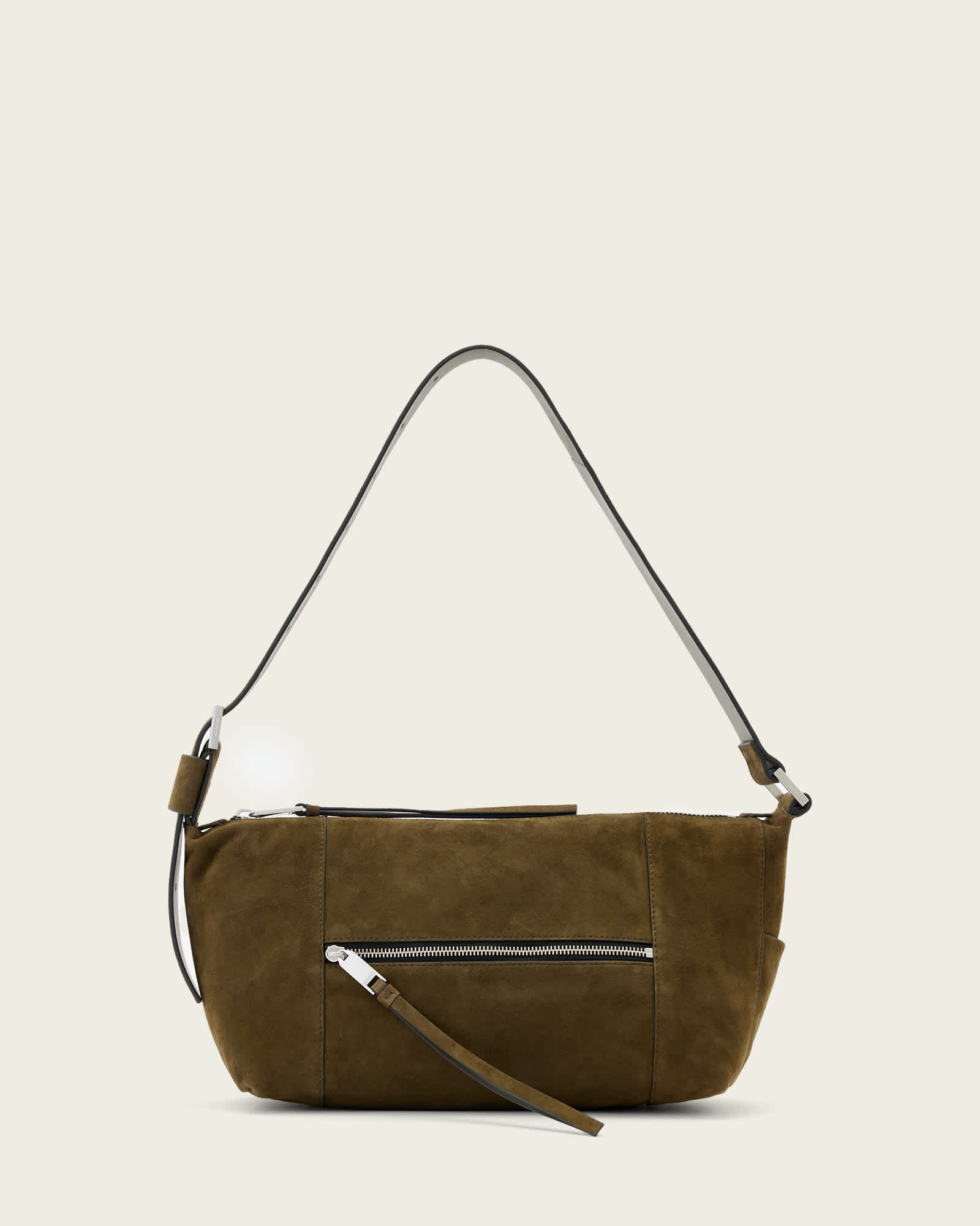 Allsaints Vega Suede Shoulder Bag In Green