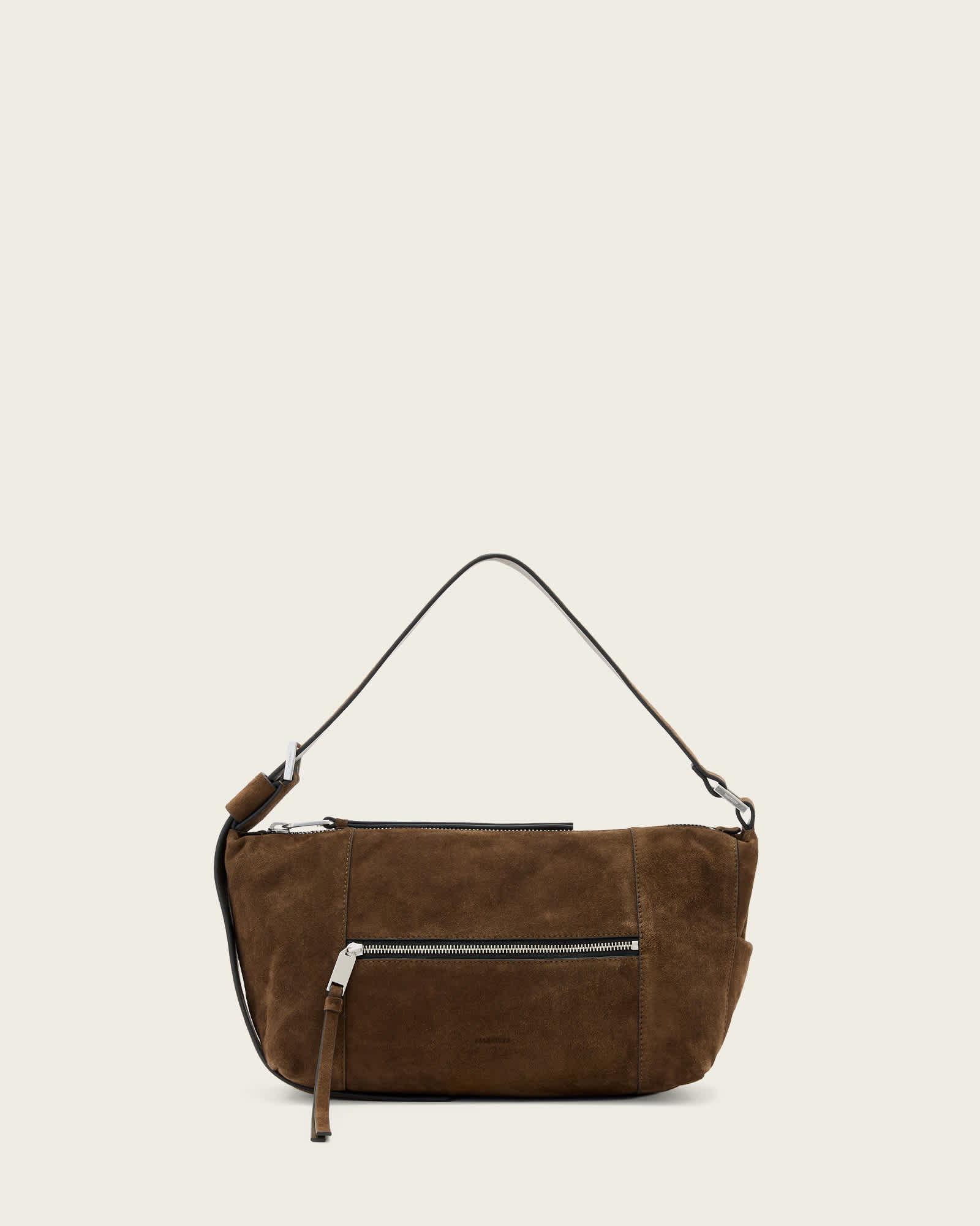 Allsaints Vega Suede Shoulder Bag In Brown