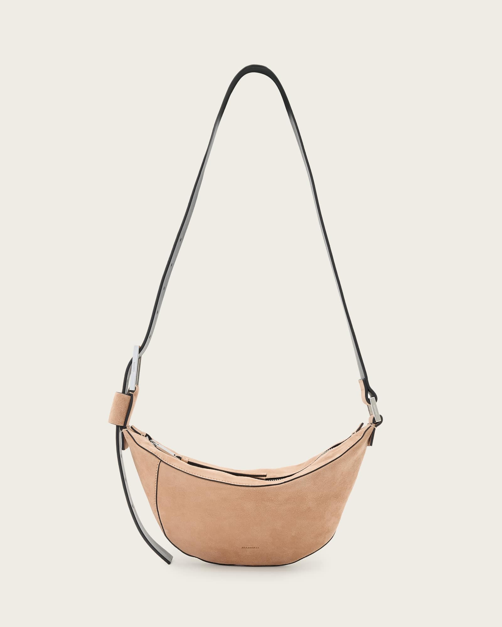 Allsaints Luna Slouchy Suede Crossbody Bag In Brown