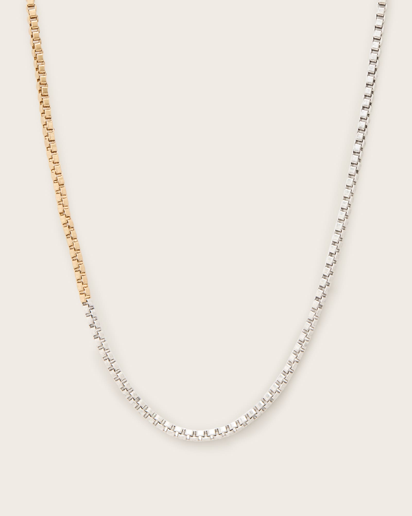 AllSaints Women's Brass Box Two Tone Necklace, Size: 20inch