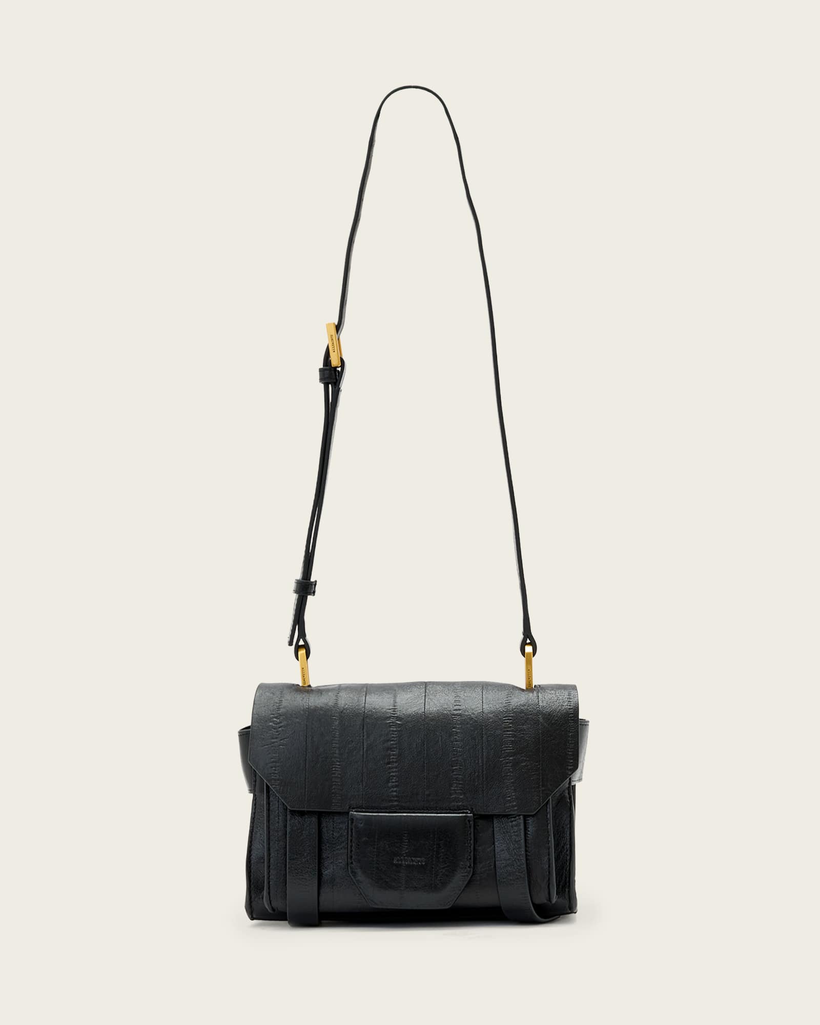 Allsaints Leather Ursa Leather Mini Crossbody Bag In Black