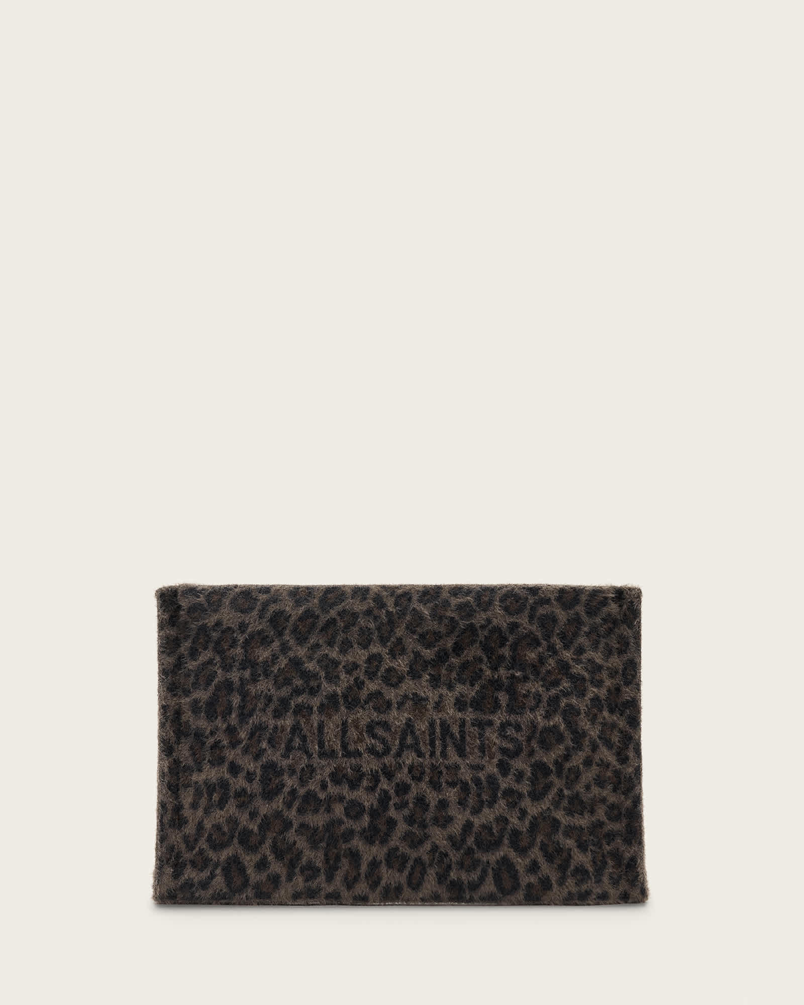 Allsaints Izzy Leopard Clutch In Brown