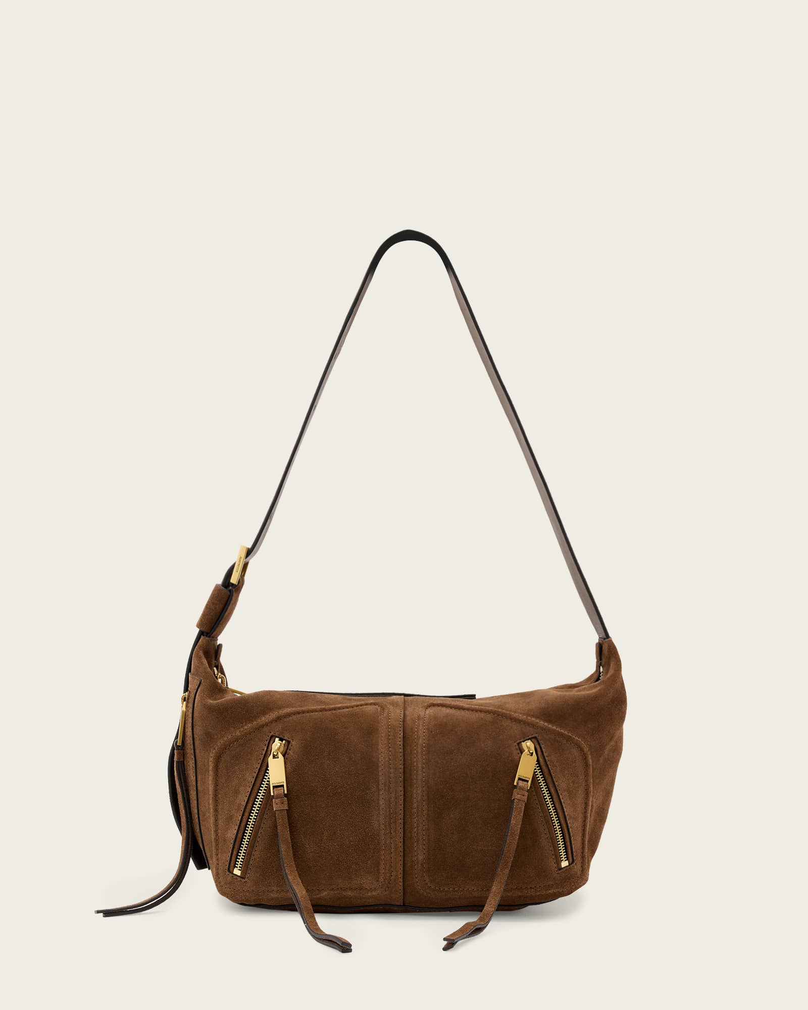 AllSaints Leather Jean Rey Suede Shoulder Bag, Size: One Size