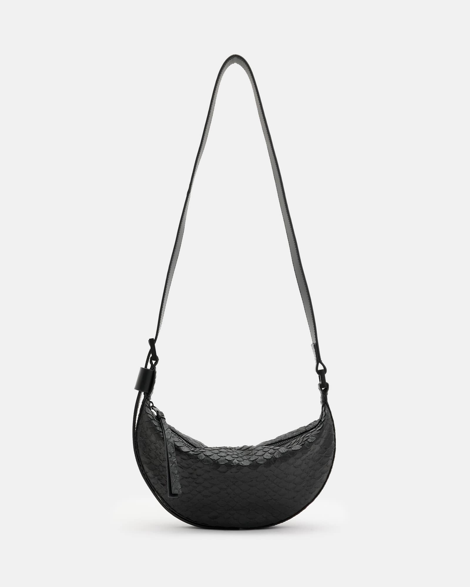 AllSaints Half Moon Snake Effect Leather Bag