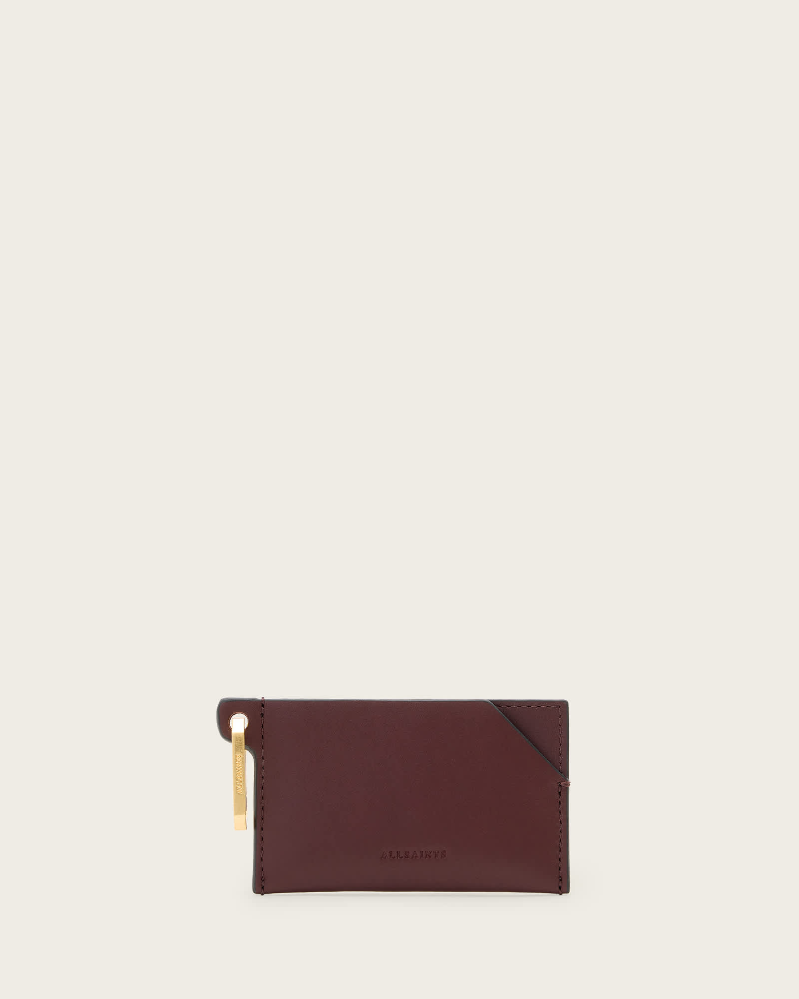 Allsaints Hex Leather Cardholder, In Red