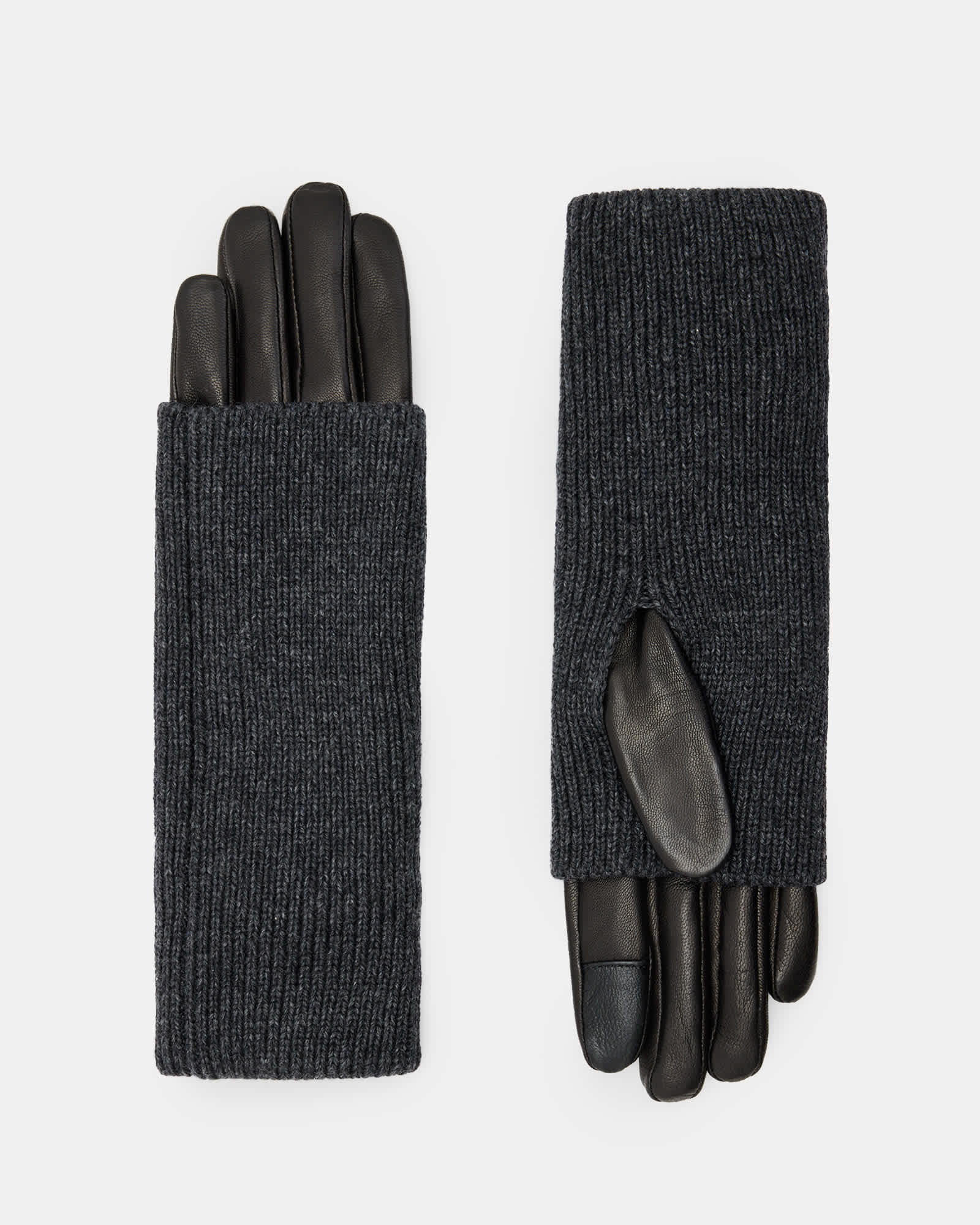 Allsaints Women's Zoya Knitted Cuff Leather Gloves - Size  Xs