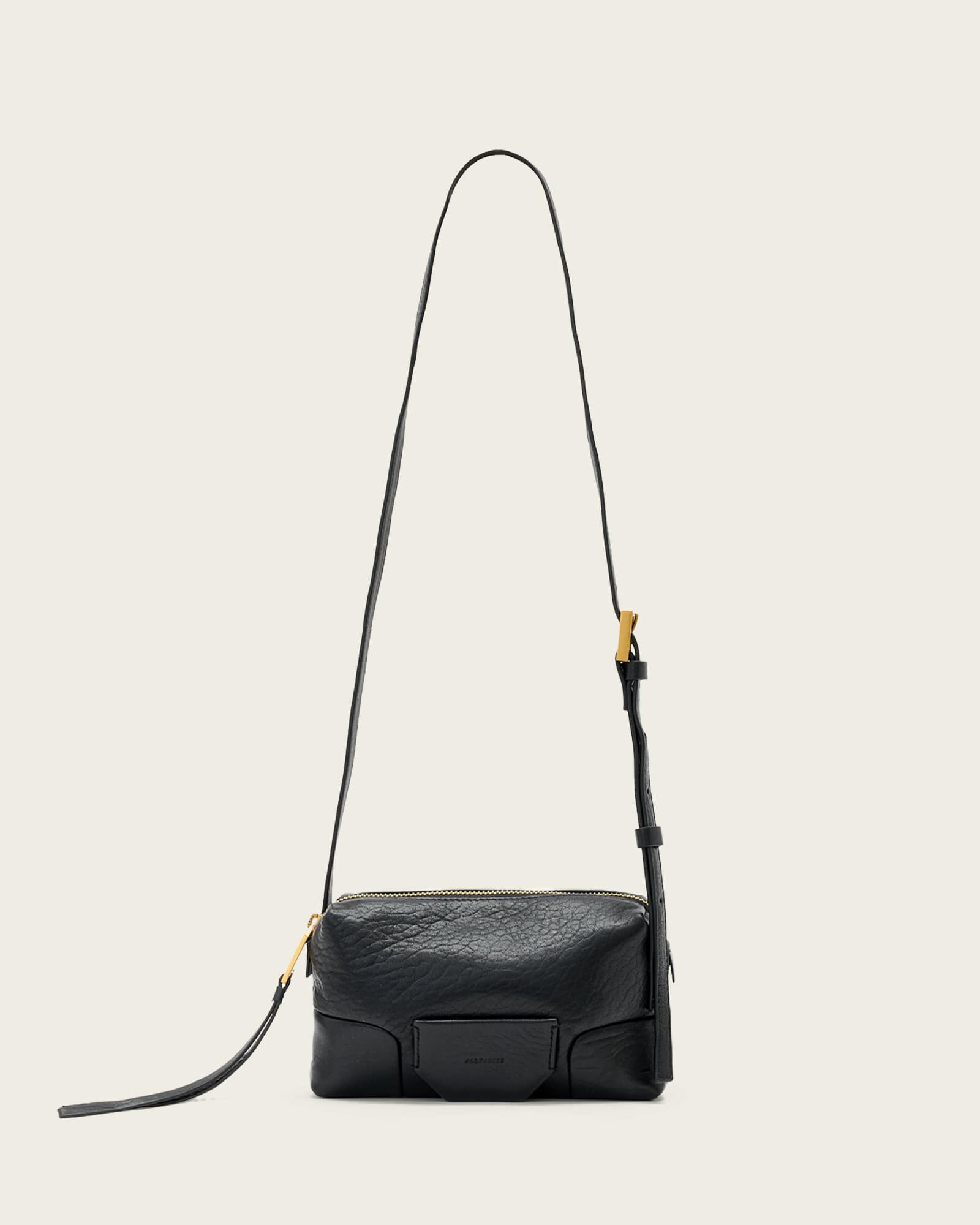 AllSaints Ares Leather Crossbody Bag Black, One Size