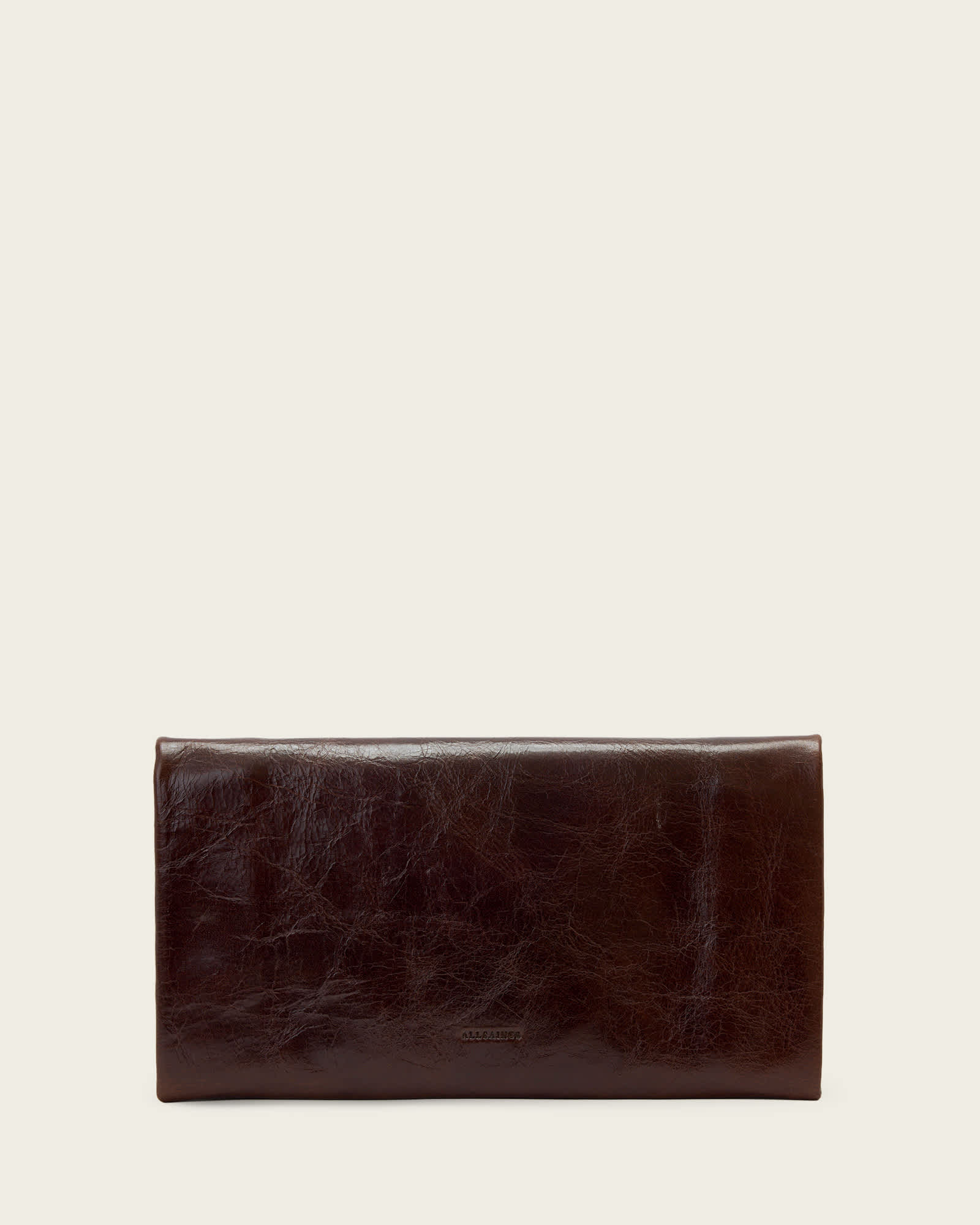 AllSaints Harluna Leather Clutch Bag,, Brown