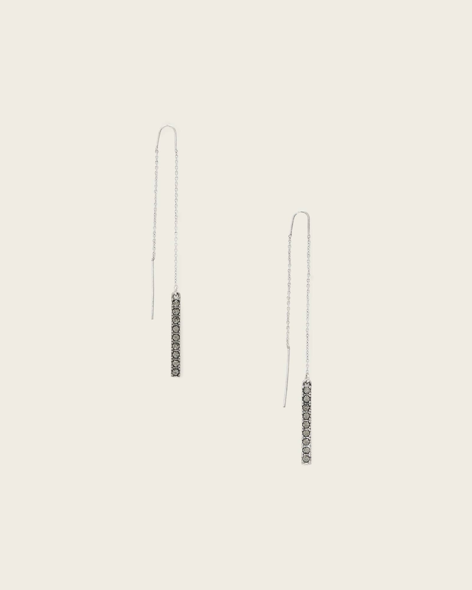 AllSaints Joyce Threader Earrings Set,, Warm Silver/Black
