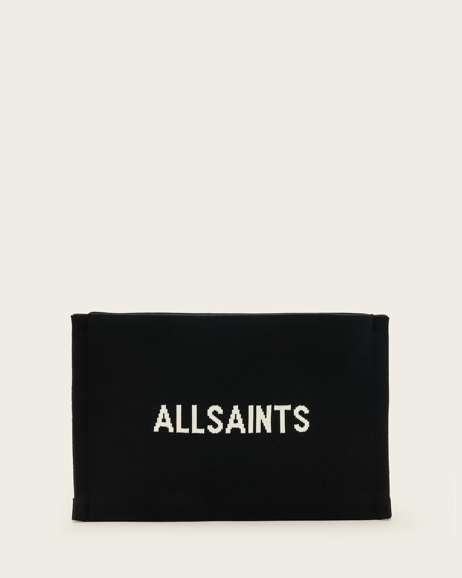 AllSaints Izzy Logo Knitted Clutch,, Black