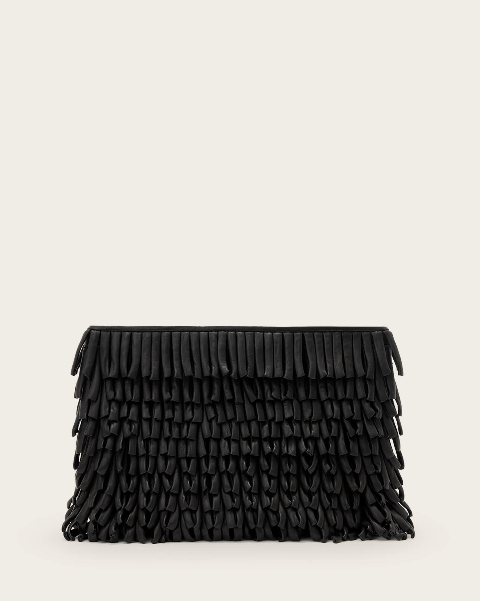 AllSaints Bettina Fringe Leather Clutch