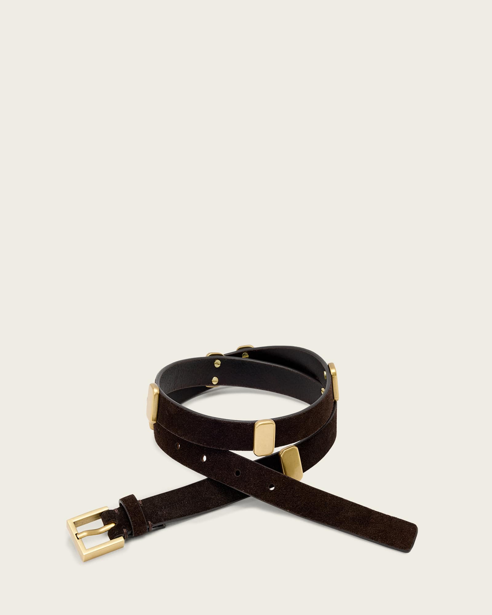 Allsaints Women's Brown Esta Suede Belt - Size  L