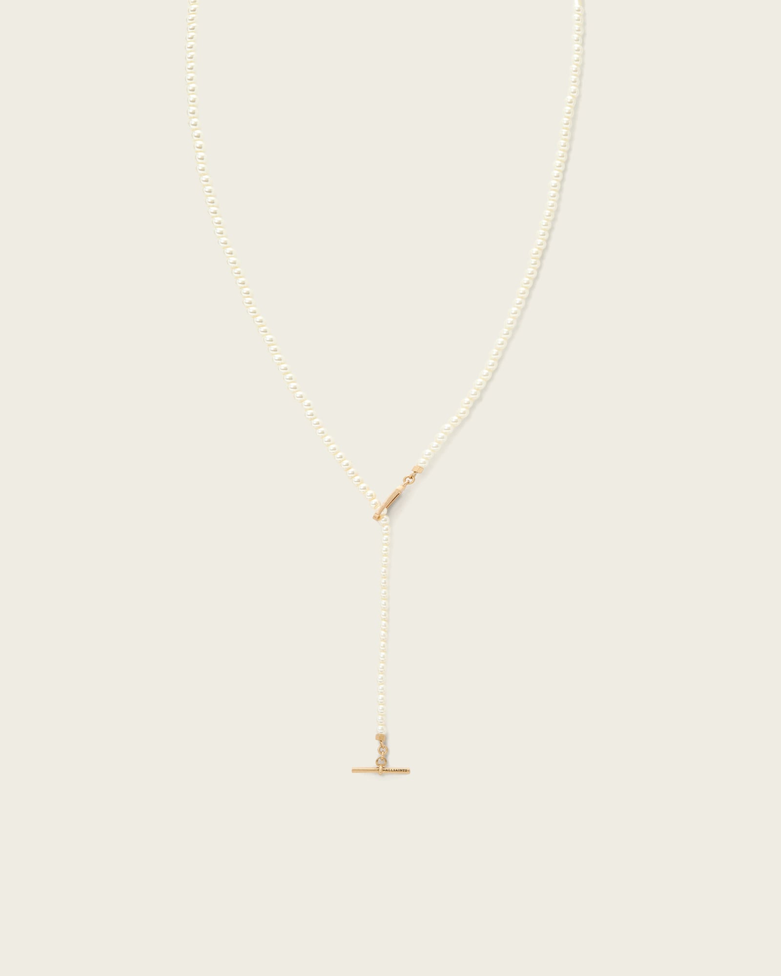 Allsaints Ellie Y Shape Necklace In White