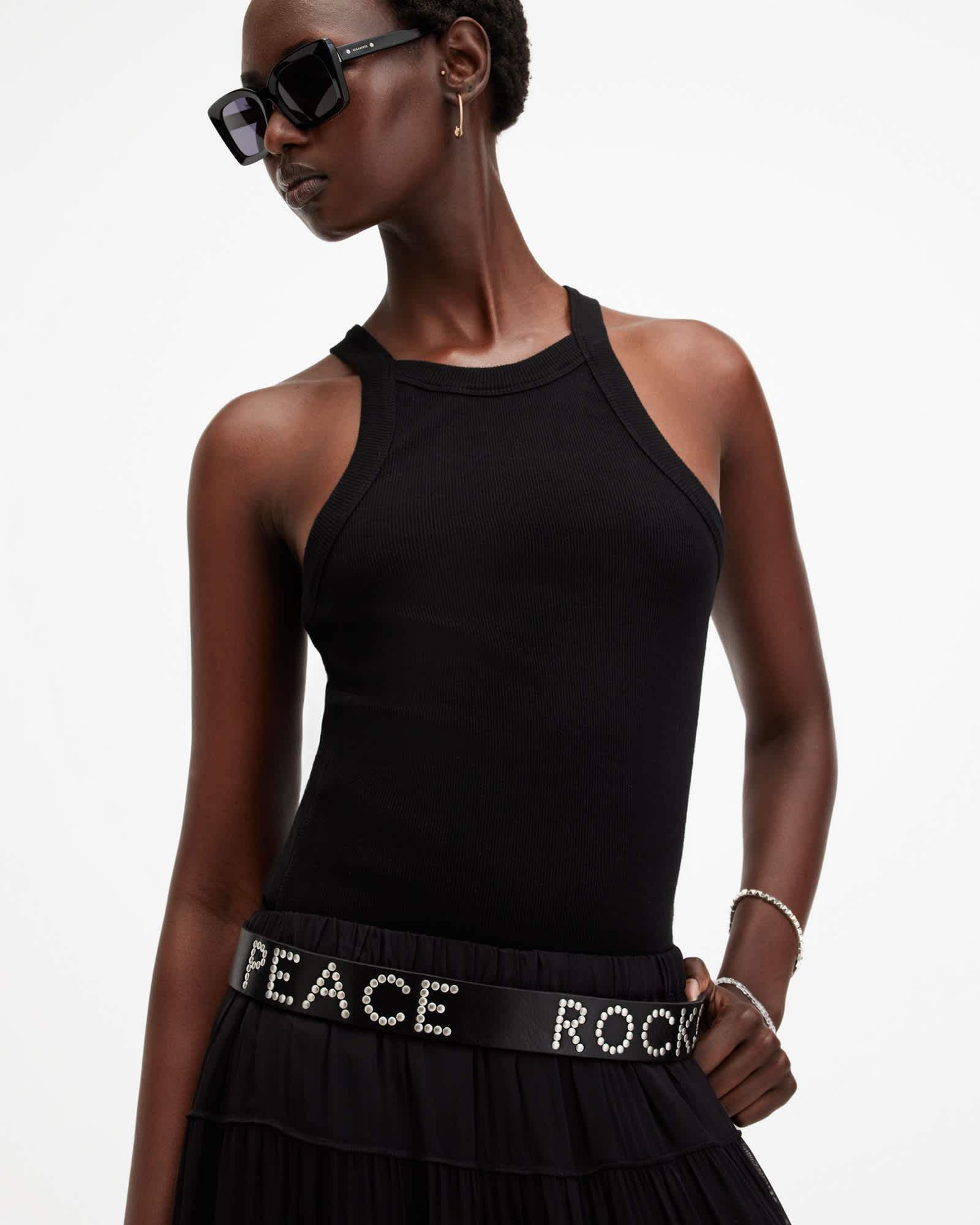 Allsaints Women's Peace Rocks Studded Leather Belt - Size  Xs