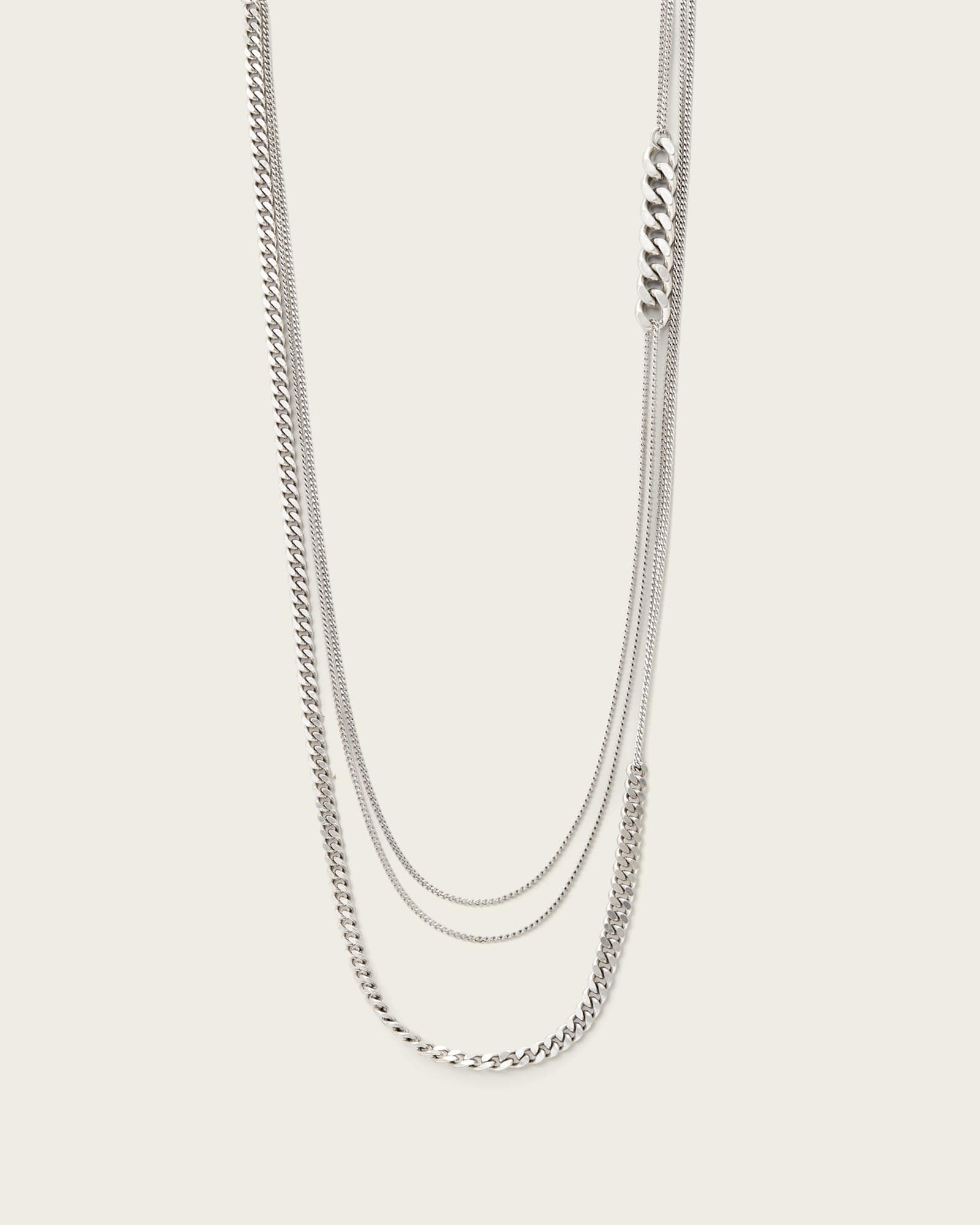 Allsaints Brass Fern Mix Chain Necklace In Metallic