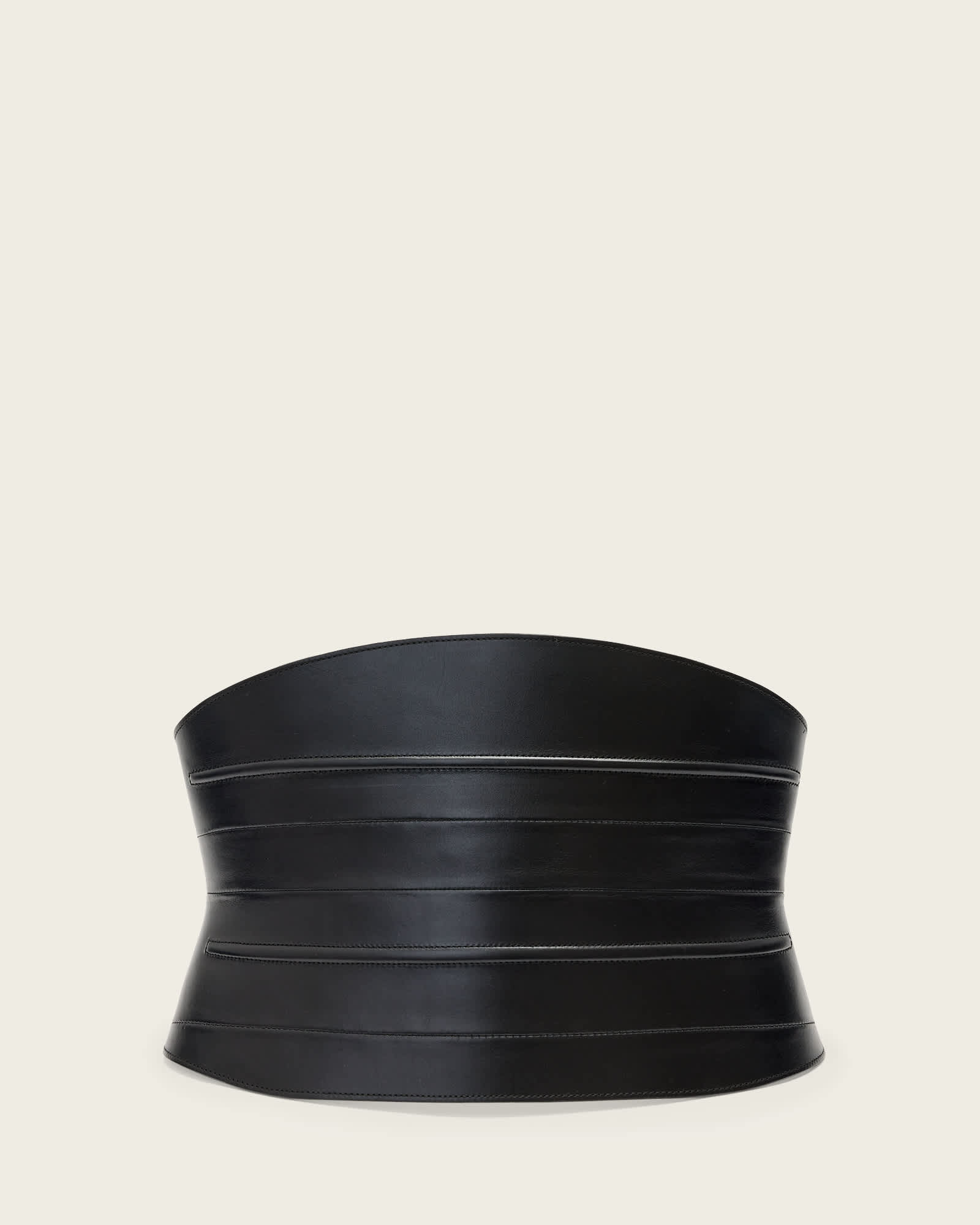 Allsaints Ceri Wide Leather Belt In Black